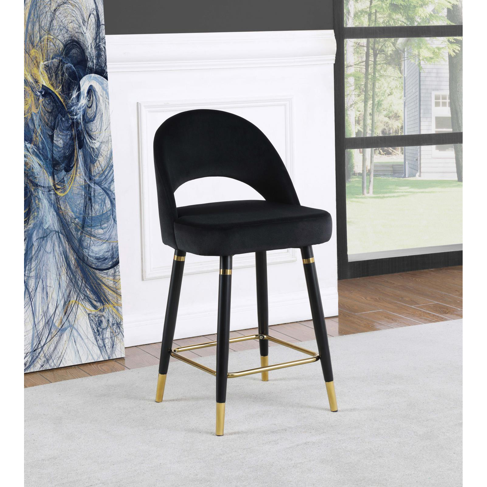 Black Open Back Counter Height Stools (Set of 2)