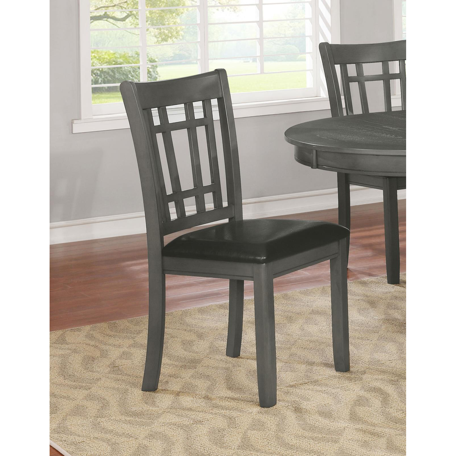 Medium Grey and Black Lattice Back Side Chairs (Set of 2)