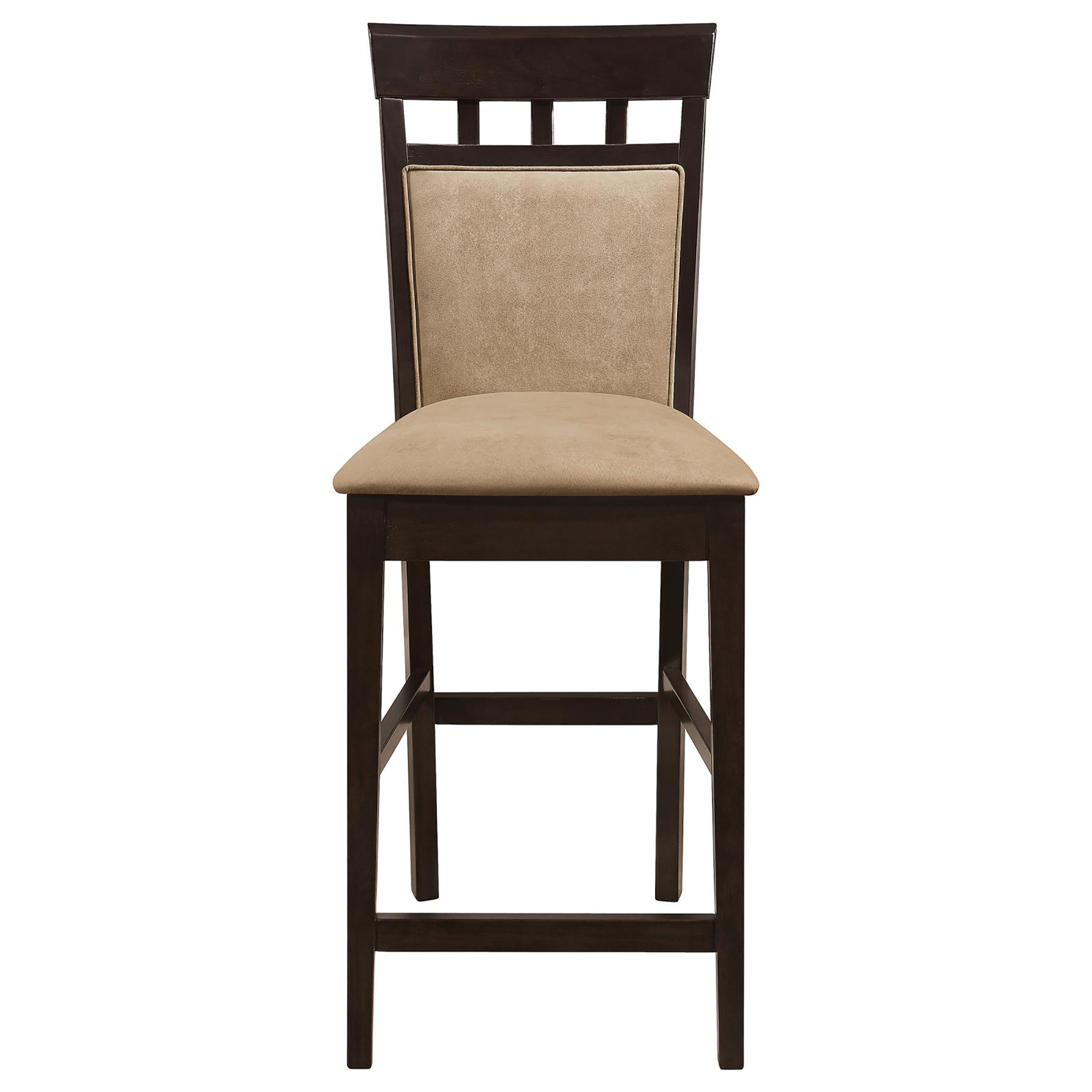 Beige and Cappuccino Upholstered Counter Height Stools (Set of 2)