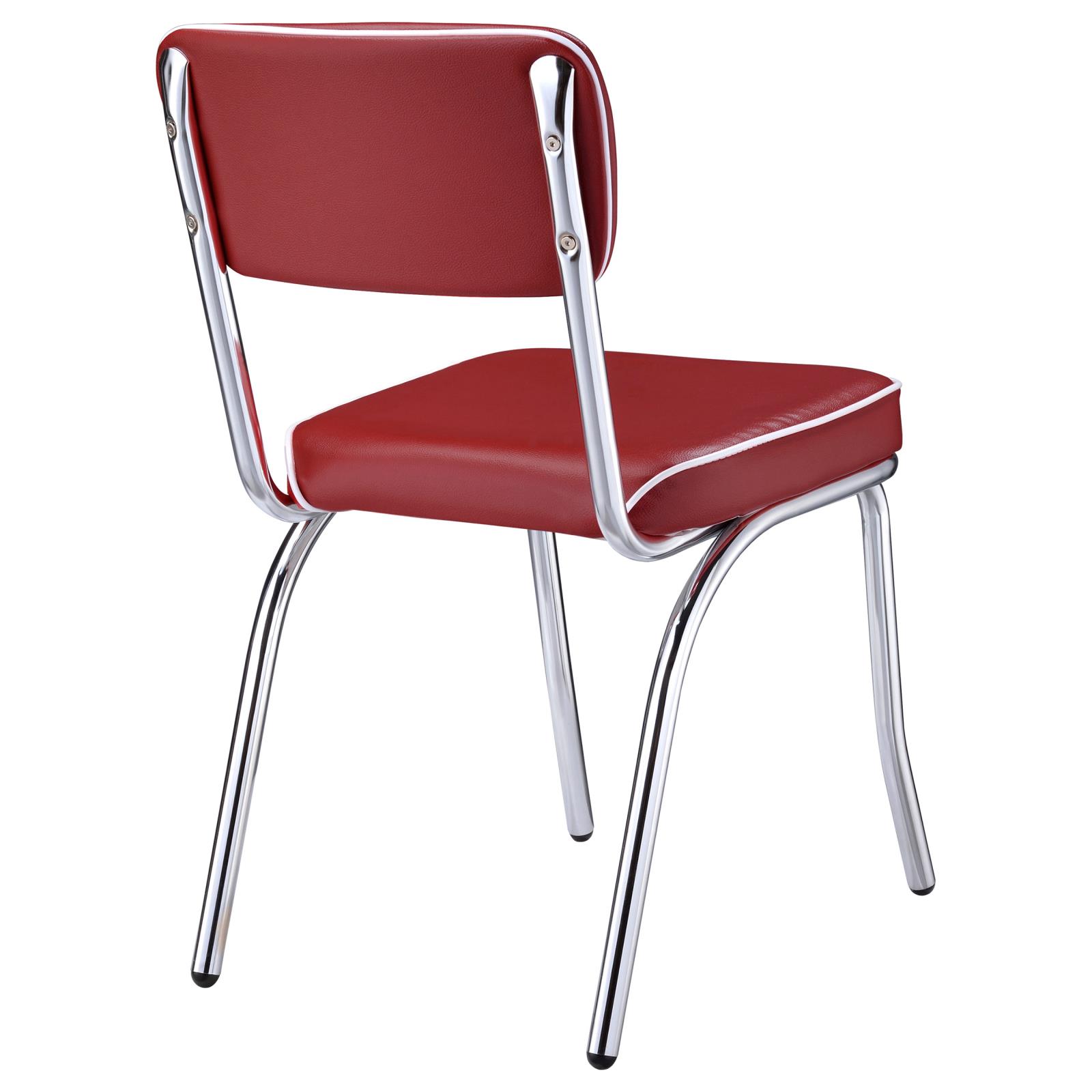 Red and Chrome Upholstered Side Chairs (Set of 2)