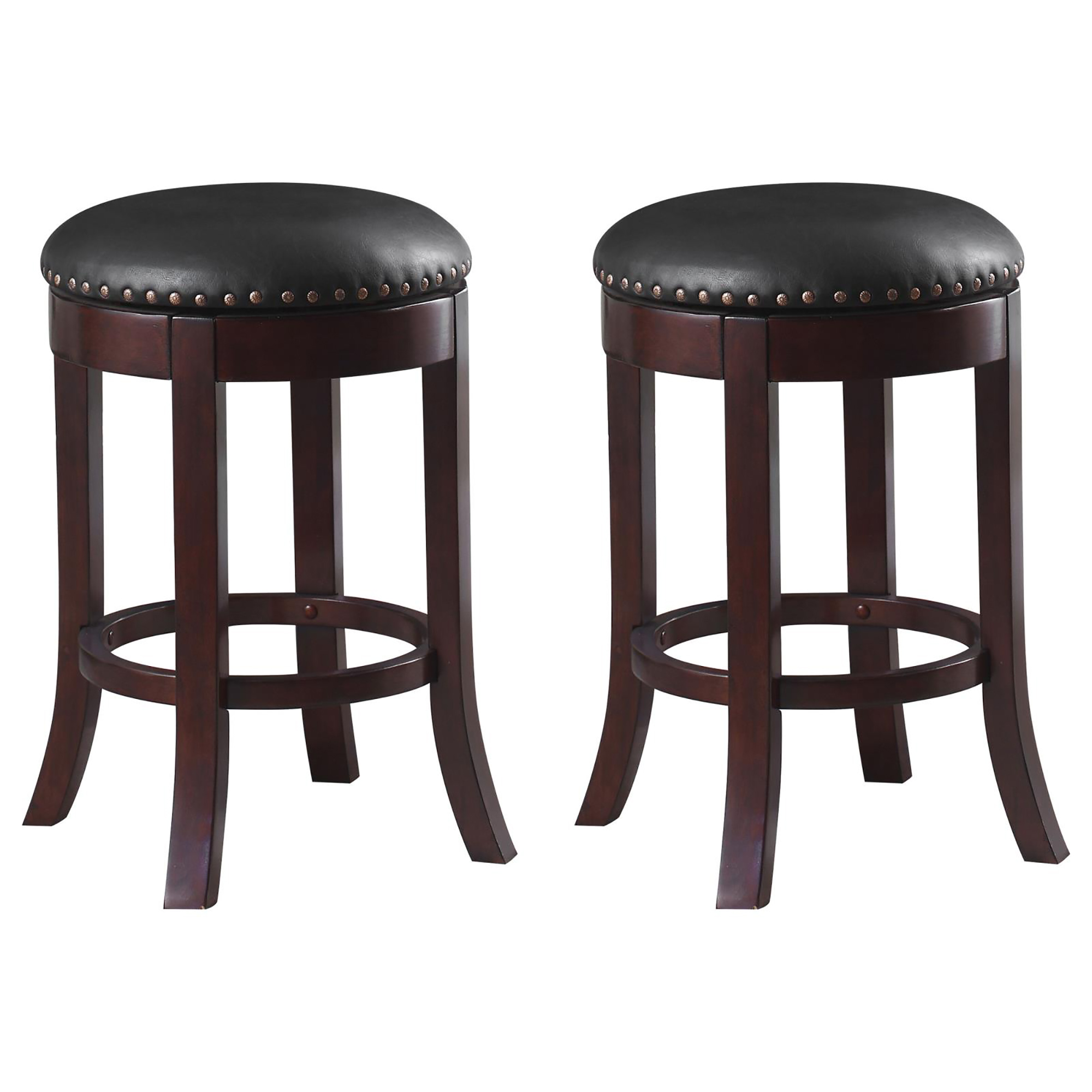 Dark Brown and Medium Brown Swivel Counter Height Stools (Set of 2)