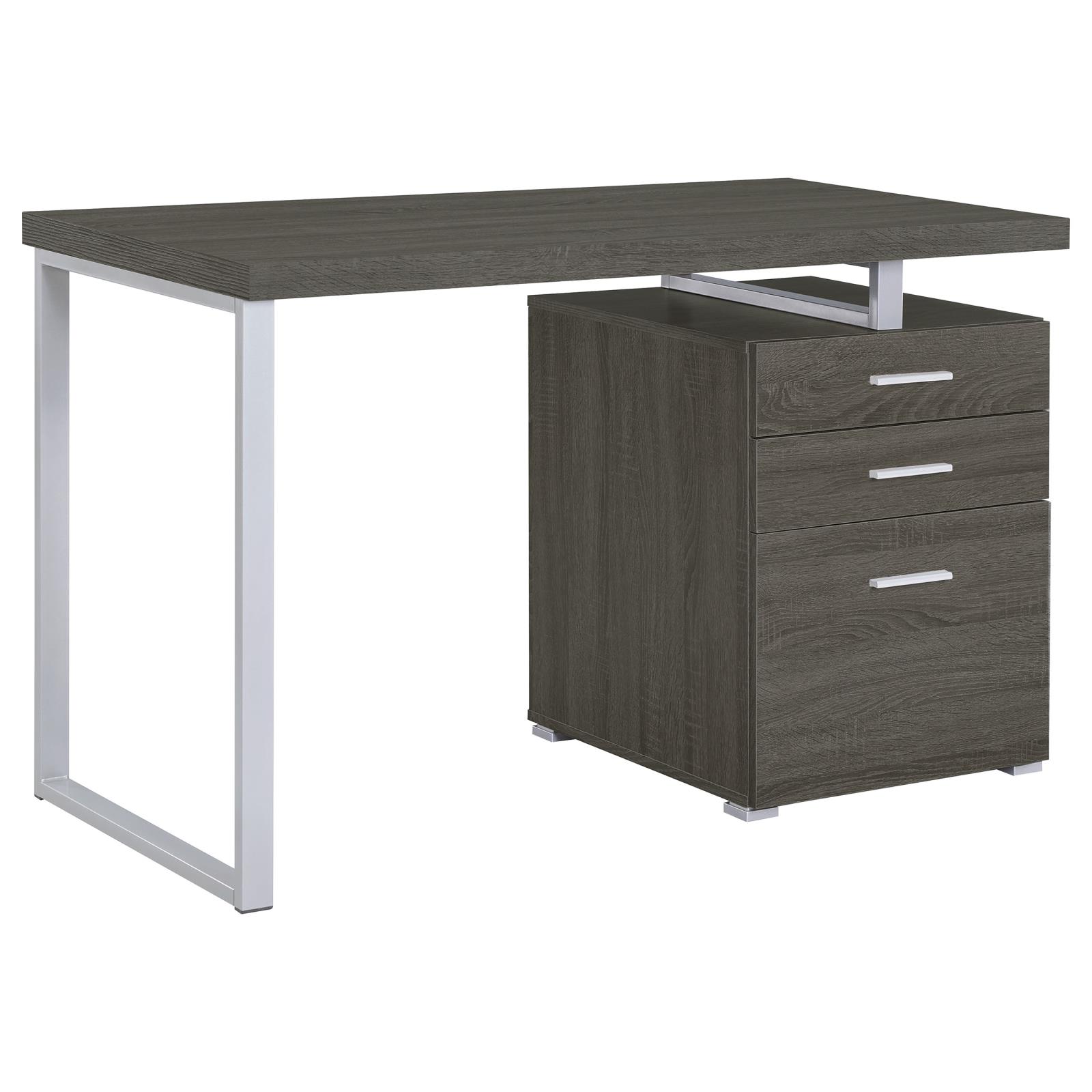 Weathered Grey 3-drawer Reversible Office Desk