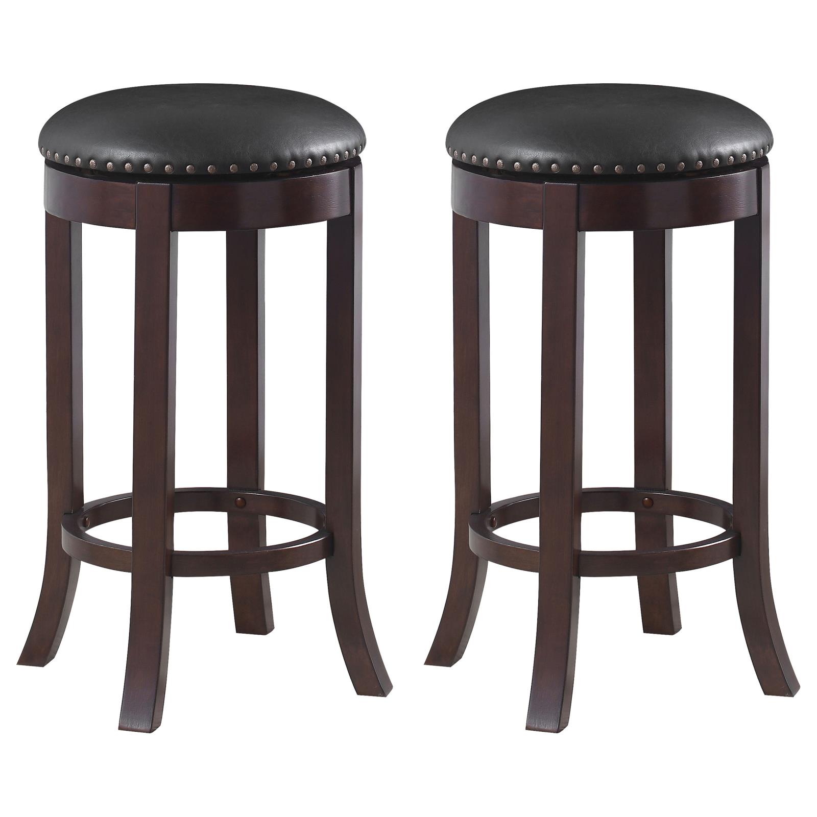 Dark Brown and Medium Brown Swivel Bar Stools (Set of 2)