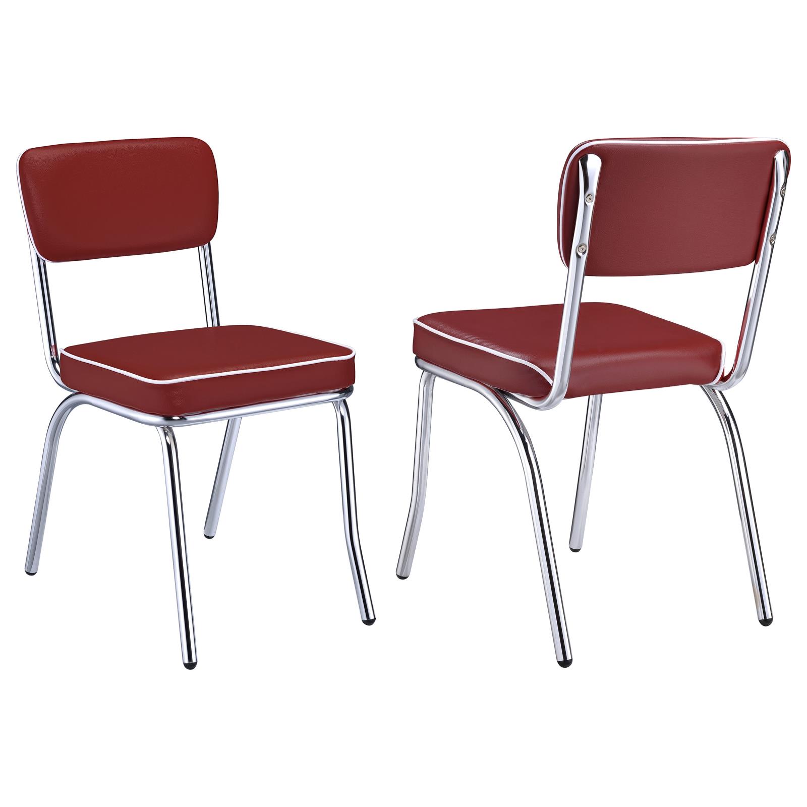 Red and Chrome Upholstered Side Chairs (Set of 2)