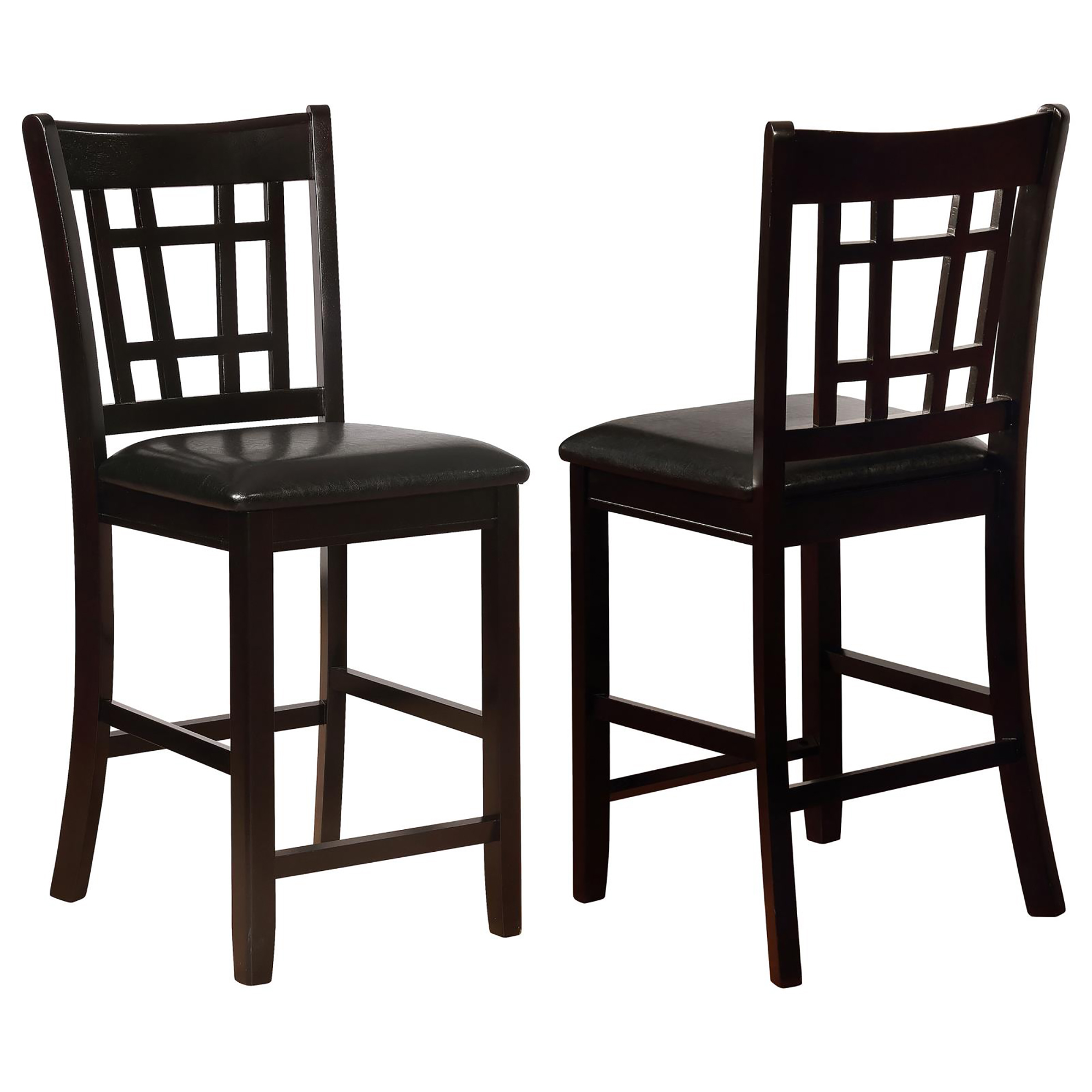 Black and Espresso Lattice Back Counter Height Stools (Set of 2)