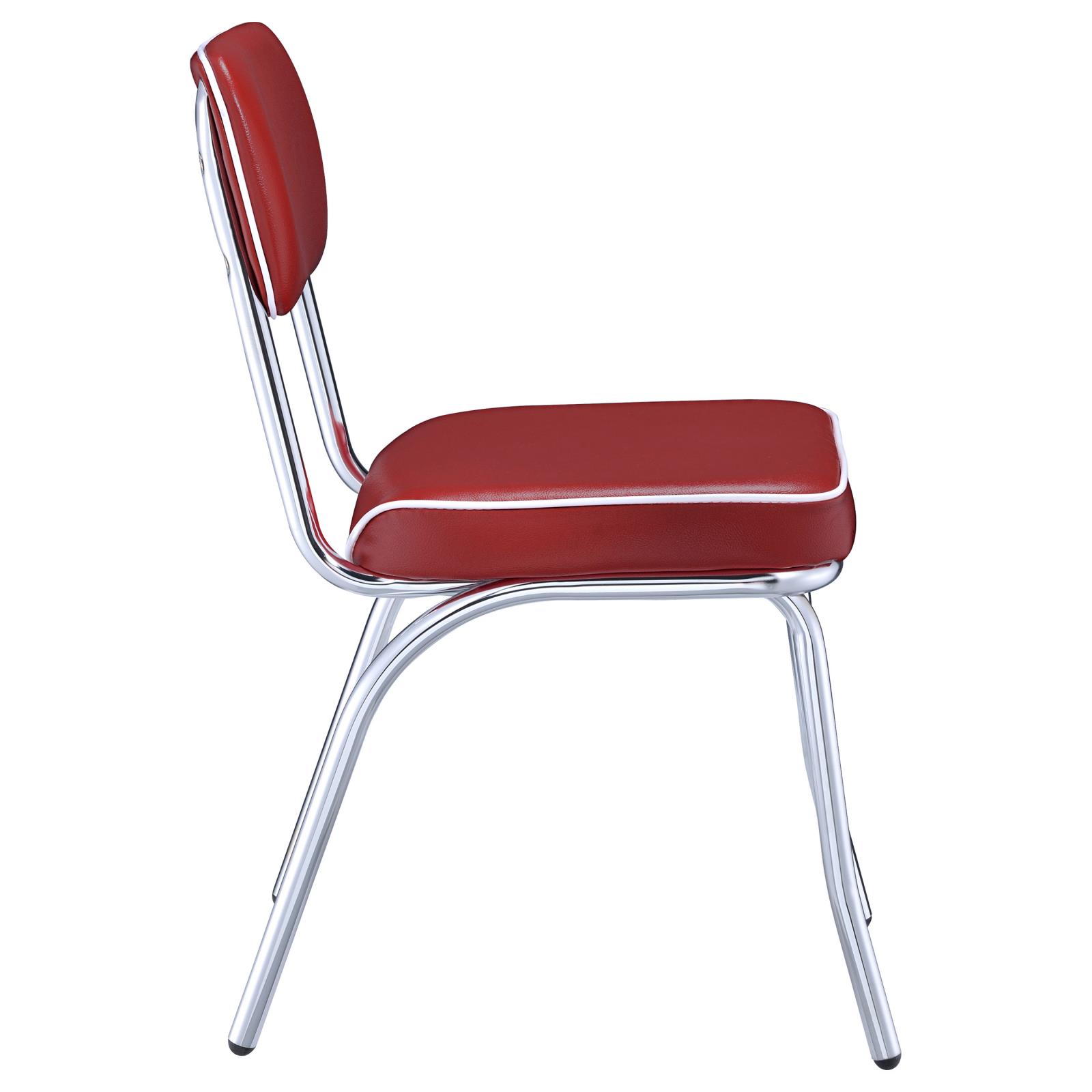 Red and Chrome Upholstered Side Chairs (Set of 2)