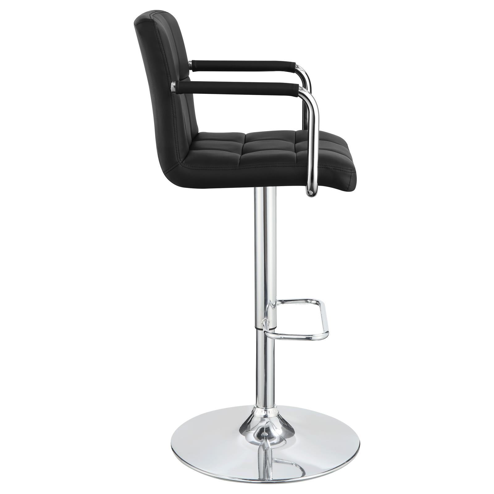 Black and Chrome Adjustable Bar Stool with Arms