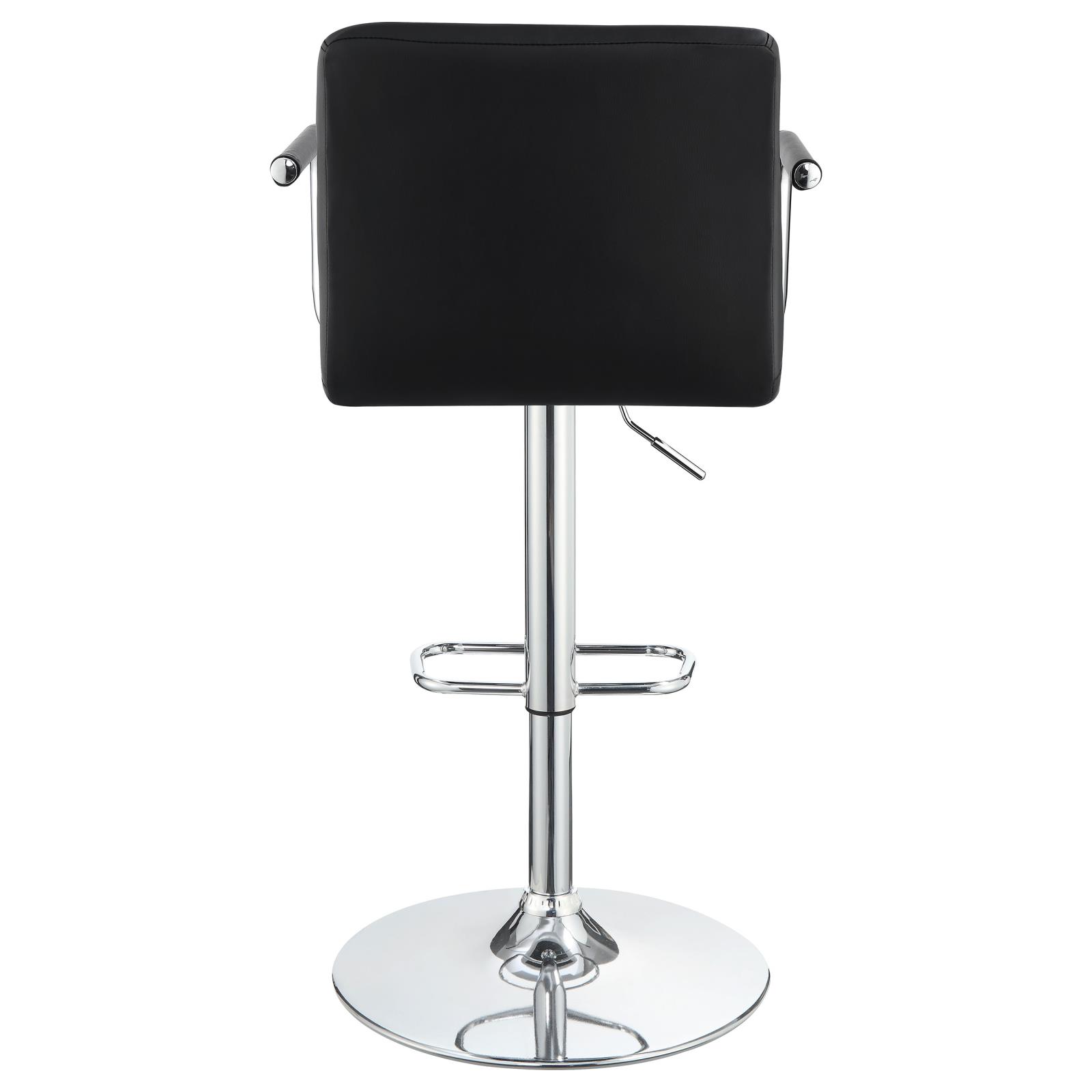 Black and Chrome Adjustable Bar Stool with Arms