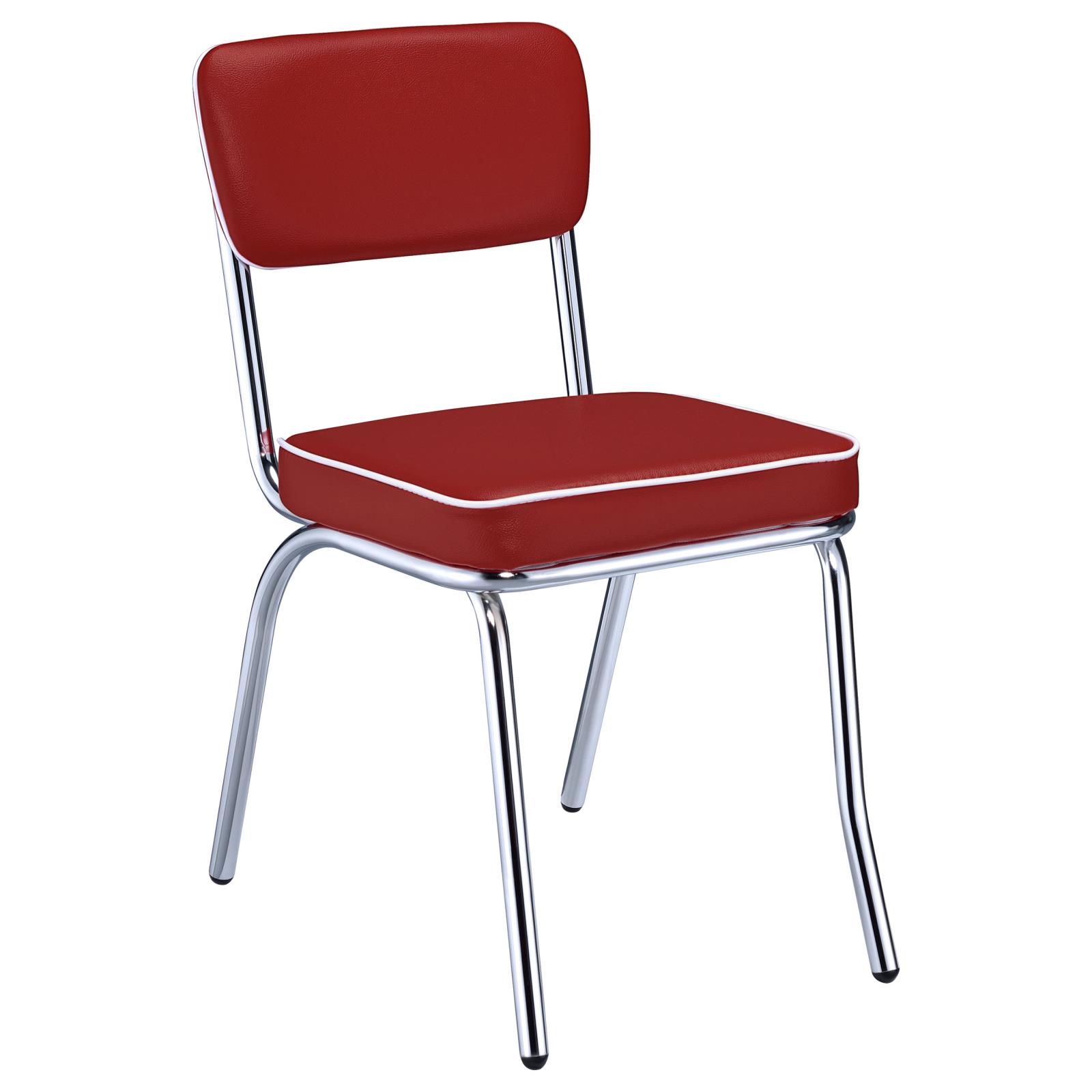 Red and Chrome Upholstered Side Chairs (Set of 2)