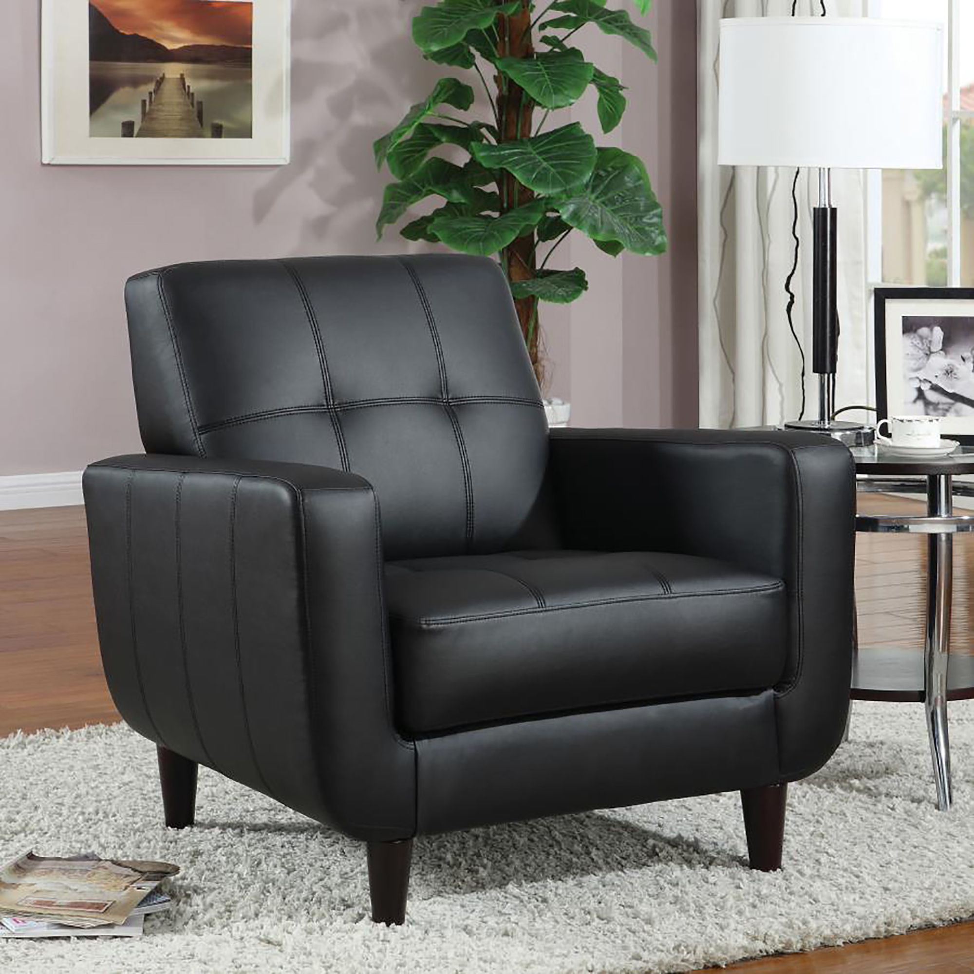 Black Track Arm Accent Chair