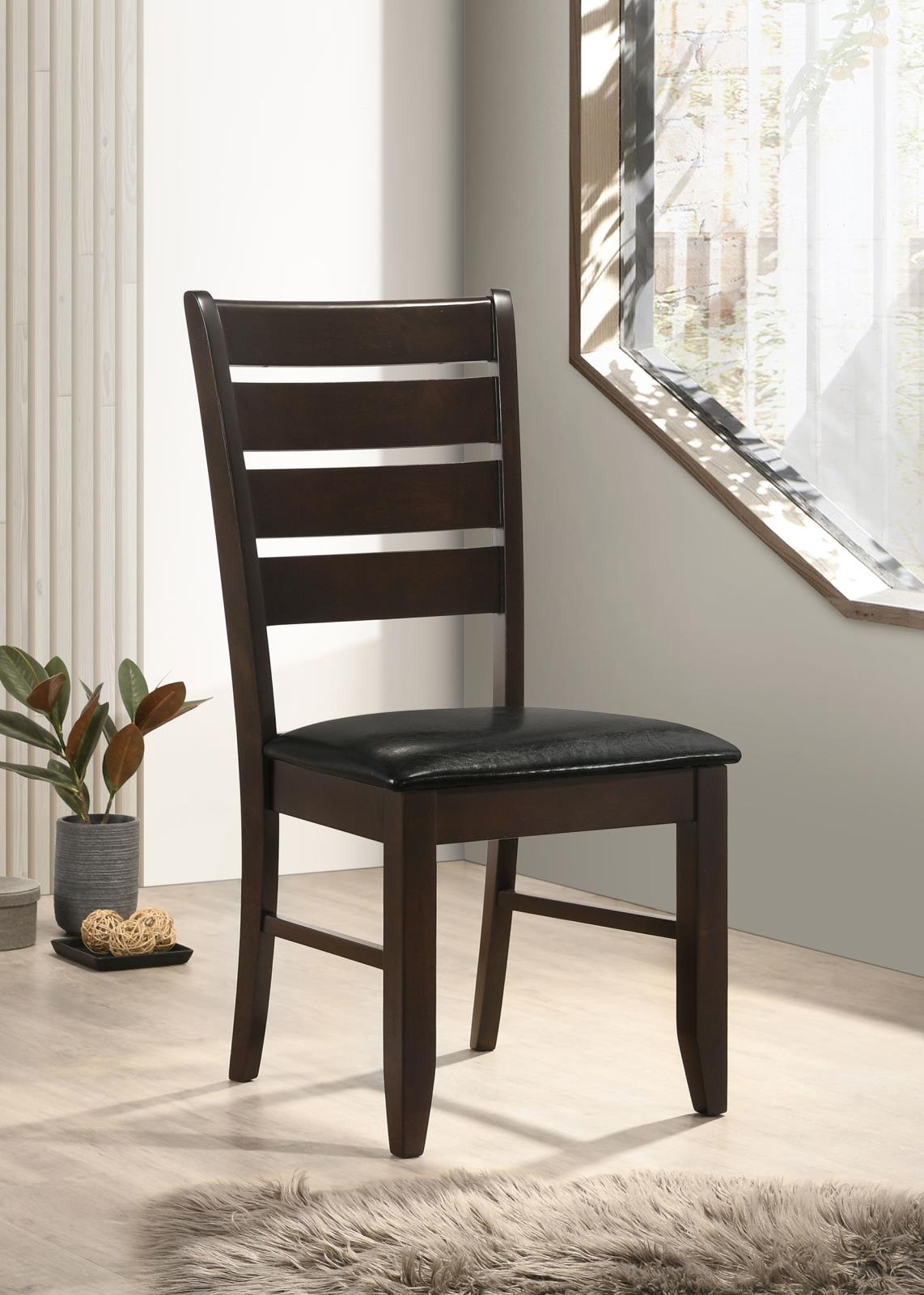 Cappuccino and Black Padded Seat Side Chairs (Set of 2)