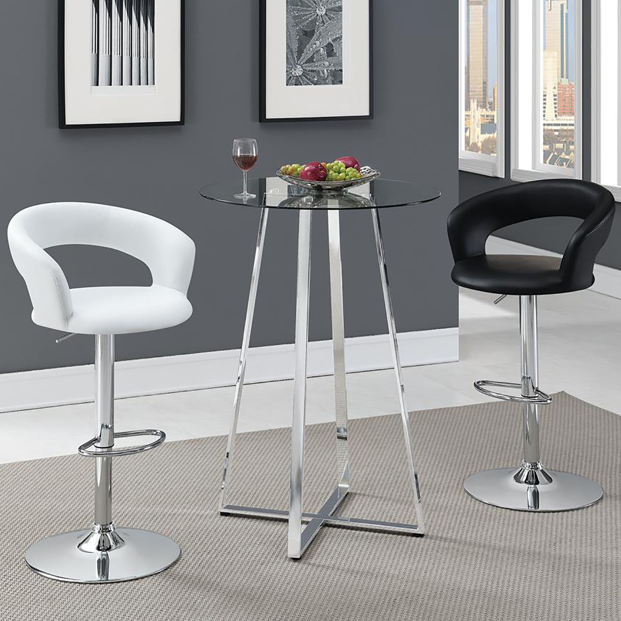 Black and Chrome Adjustable Bar Stool