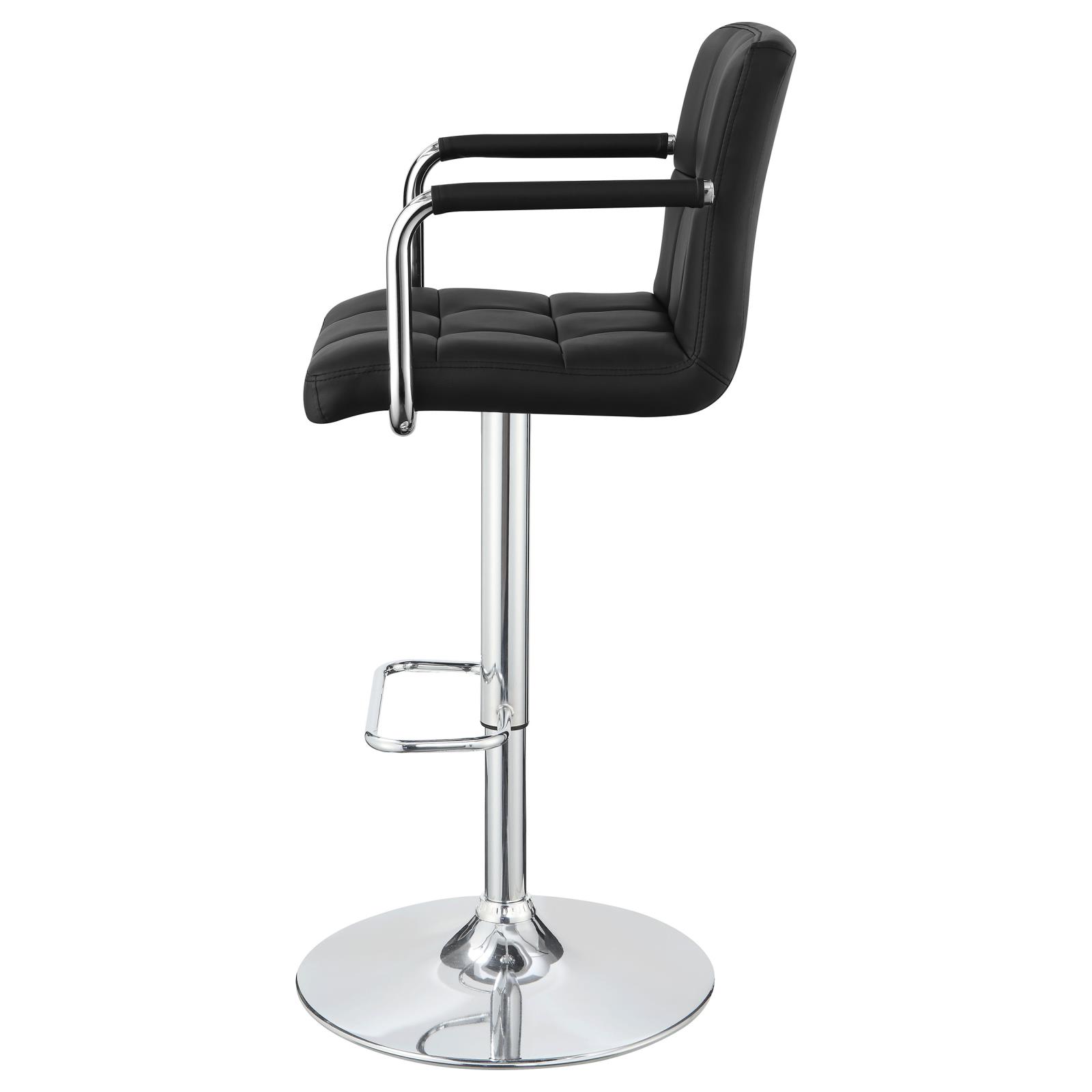 Black and Chrome Adjustable Bar Stool with Arms