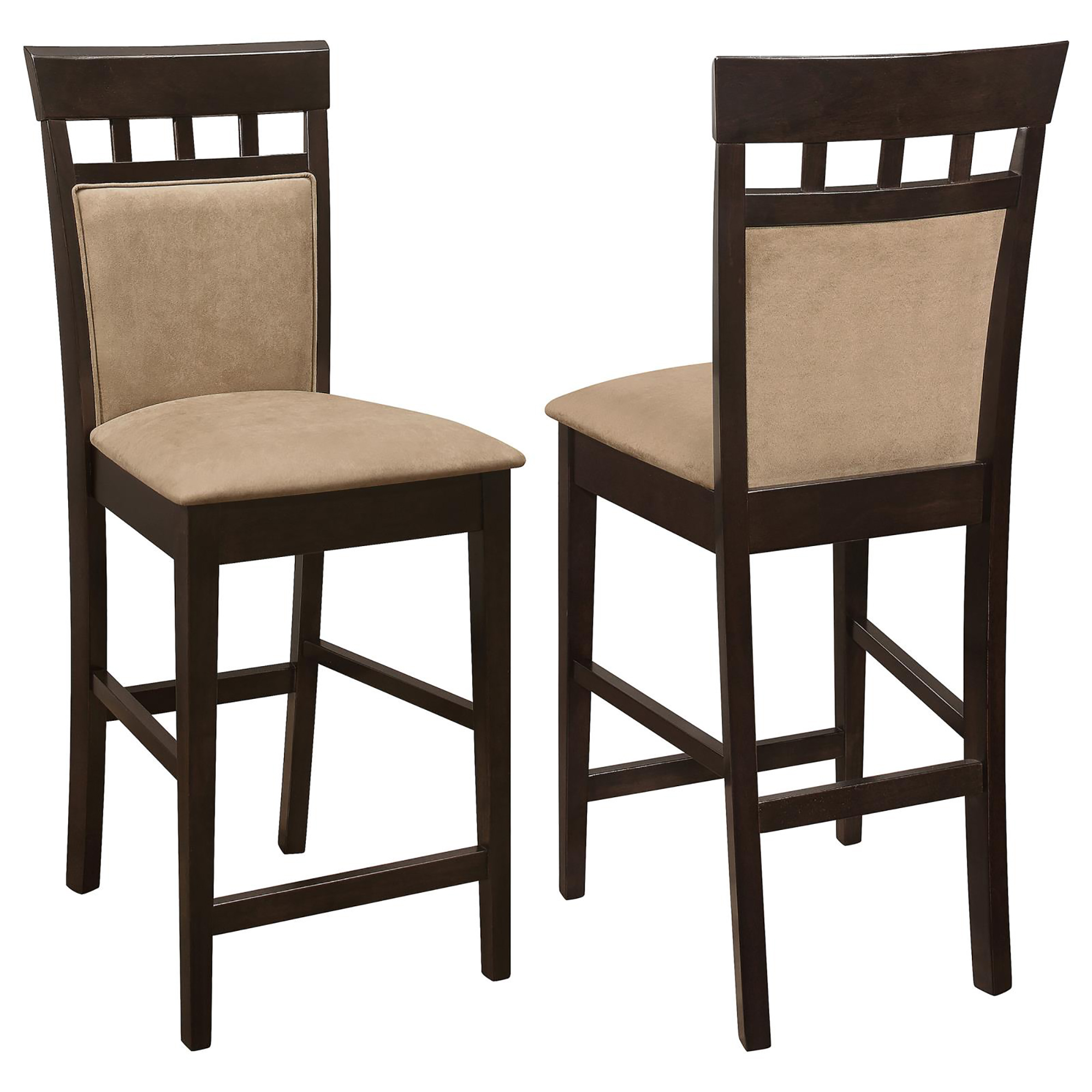 Beige and Cappuccino Upholstered Counter Height Stools (Set of 2)