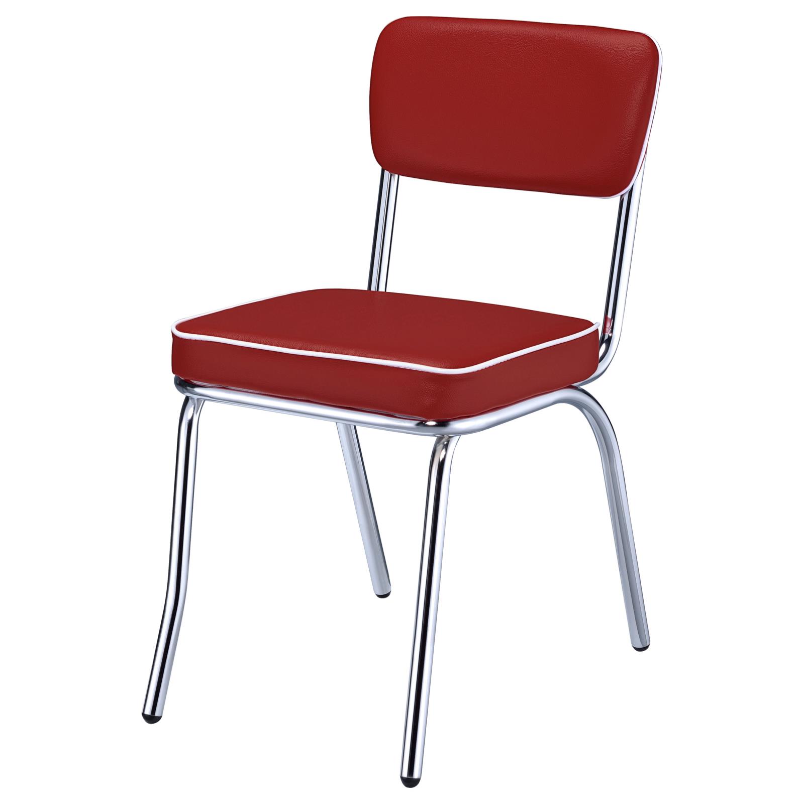 Red and Chrome Upholstered Side Chairs (Set of 2)