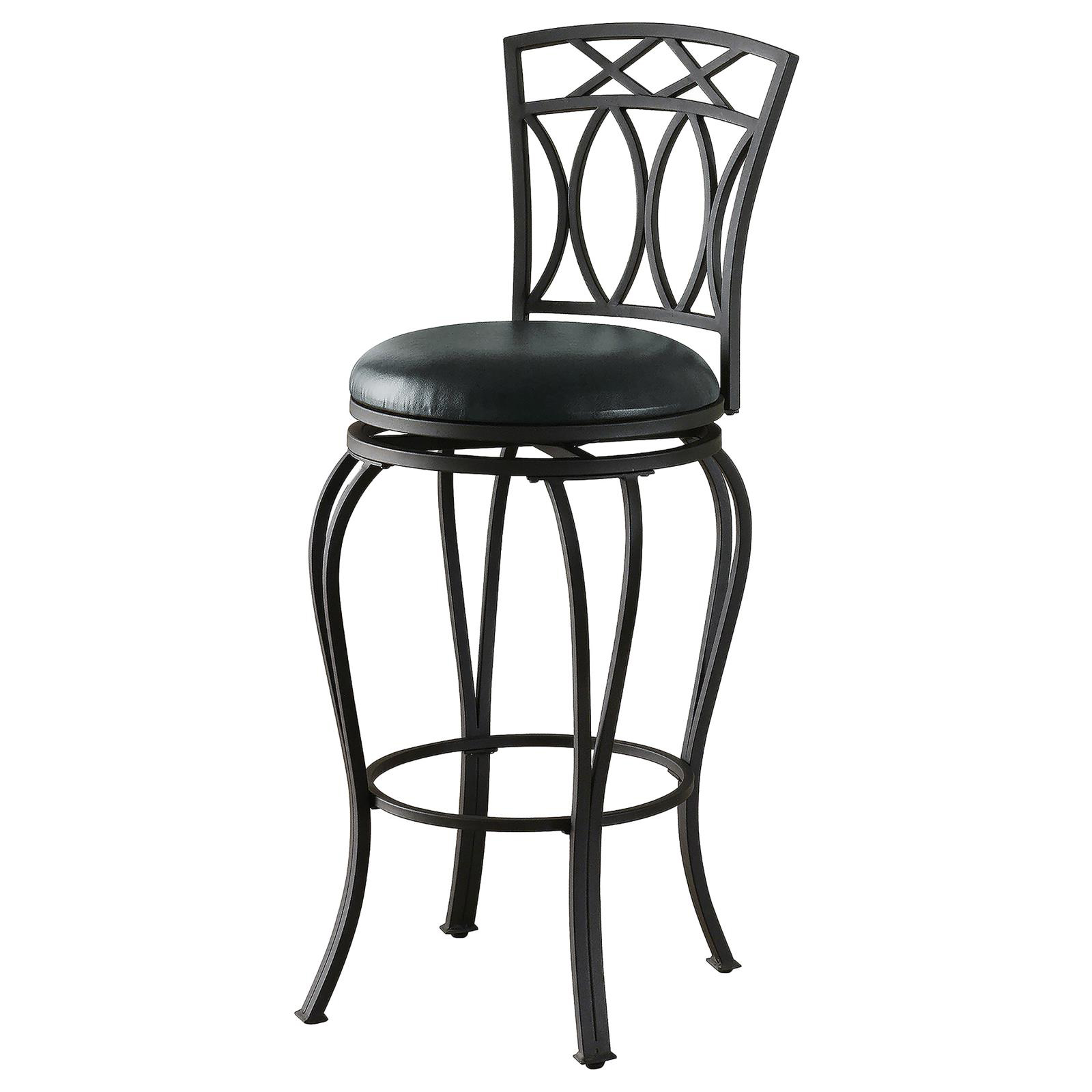 Black Swivel Bar Stool with Upholstered Seat