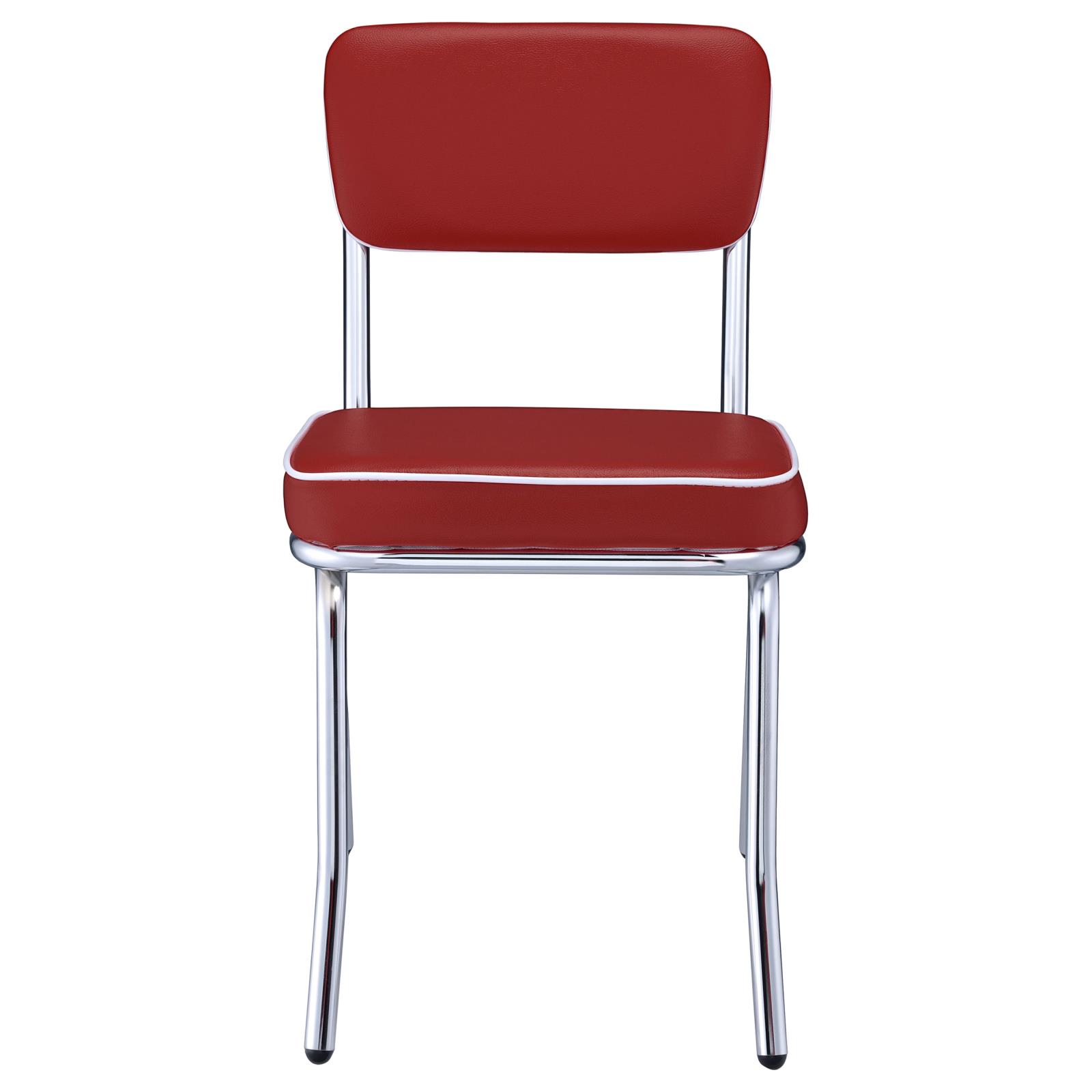 Red and Chrome Upholstered Side Chairs (Set of 2)