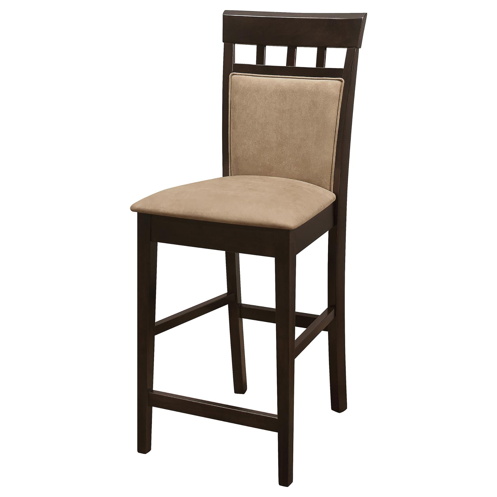 Beige and Cappuccino Upholstered Counter Height Stools (Set of 2)