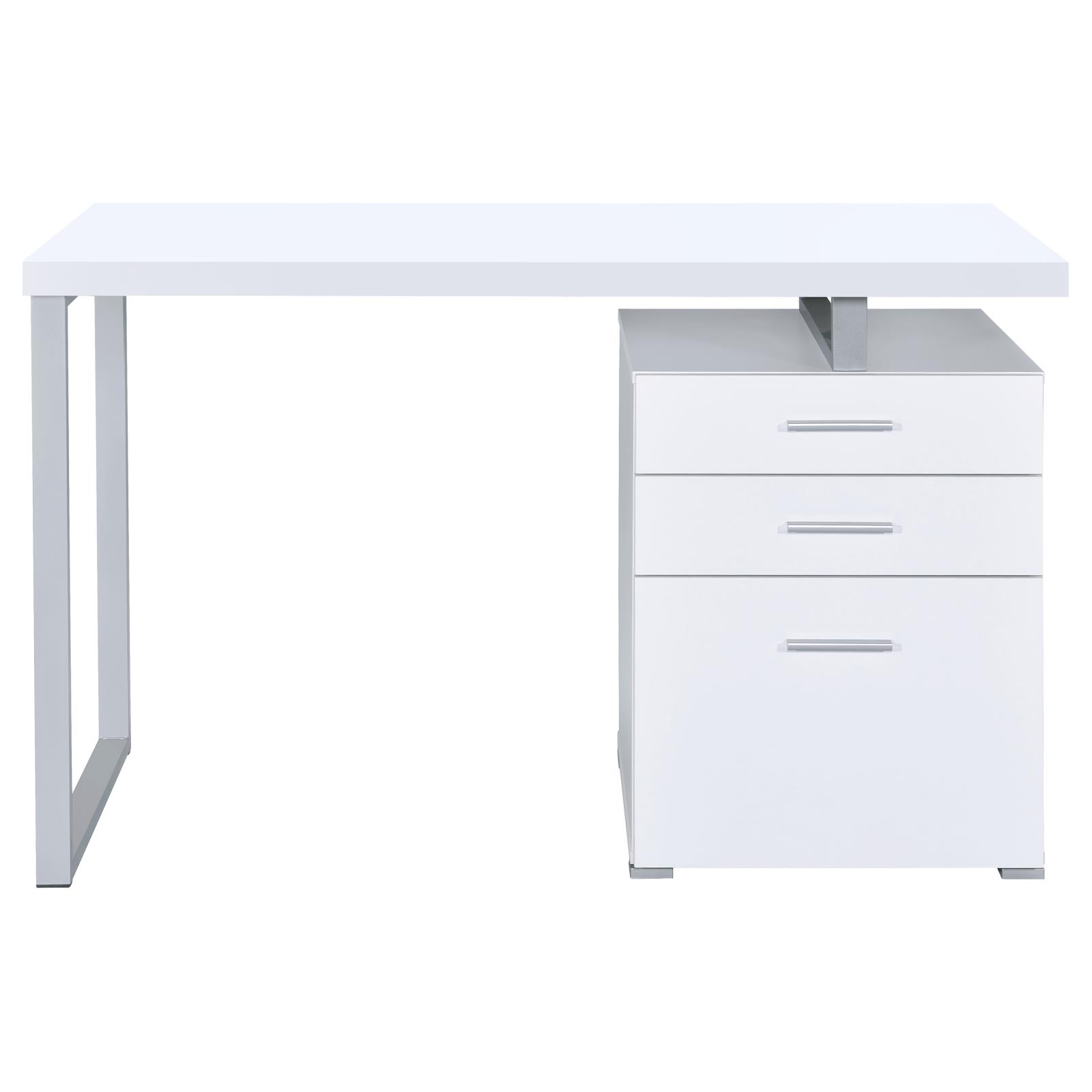 White 3-drawer Reversible Office Desk