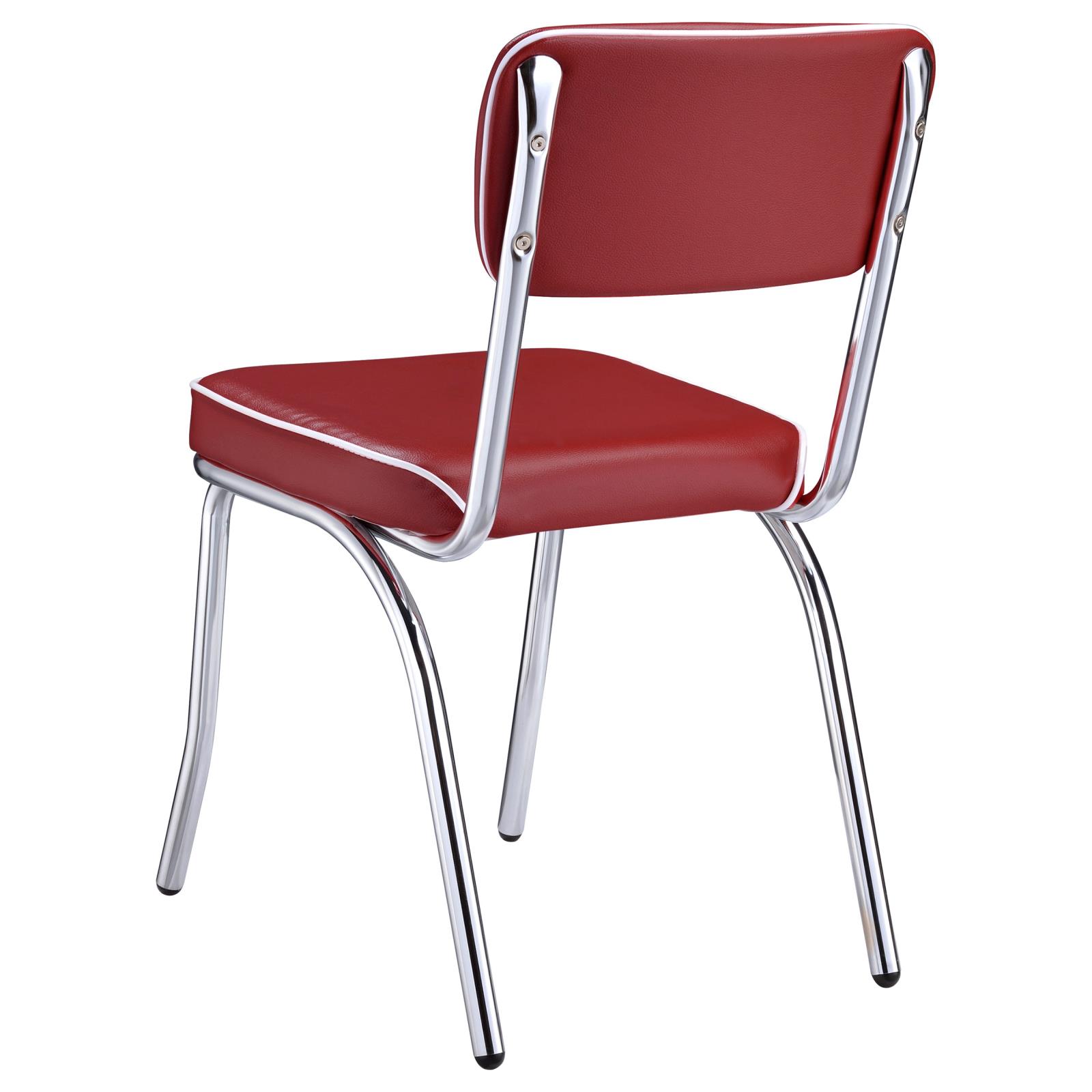 Red and Chrome Upholstered Side Chairs (Set of 2)