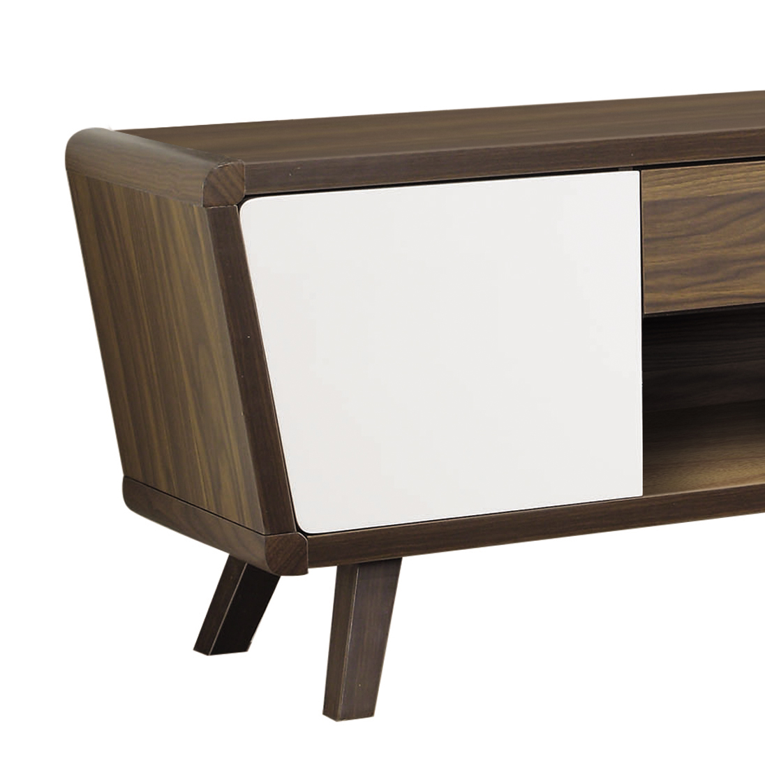 Dark Walnut and Glossy White 2-door TV Console