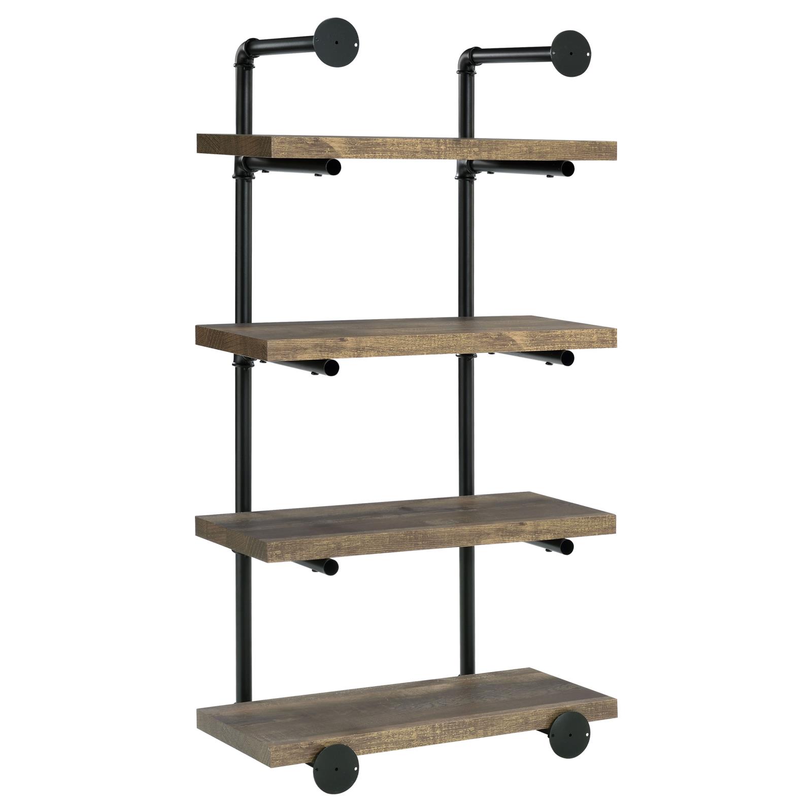 Black and Rustic Oak 4-tier Wall Shelf