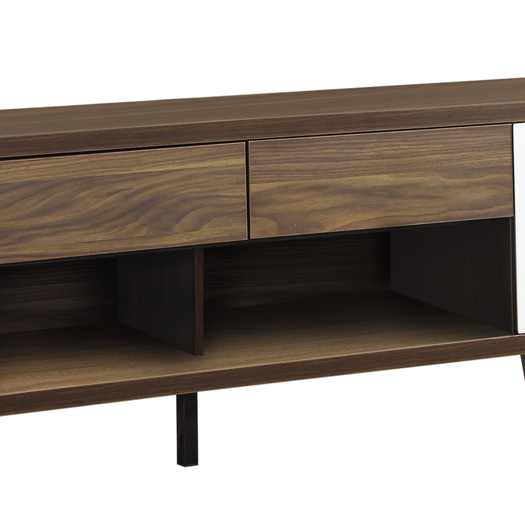 Dark Walnut and Glossy White 2-door TV Console