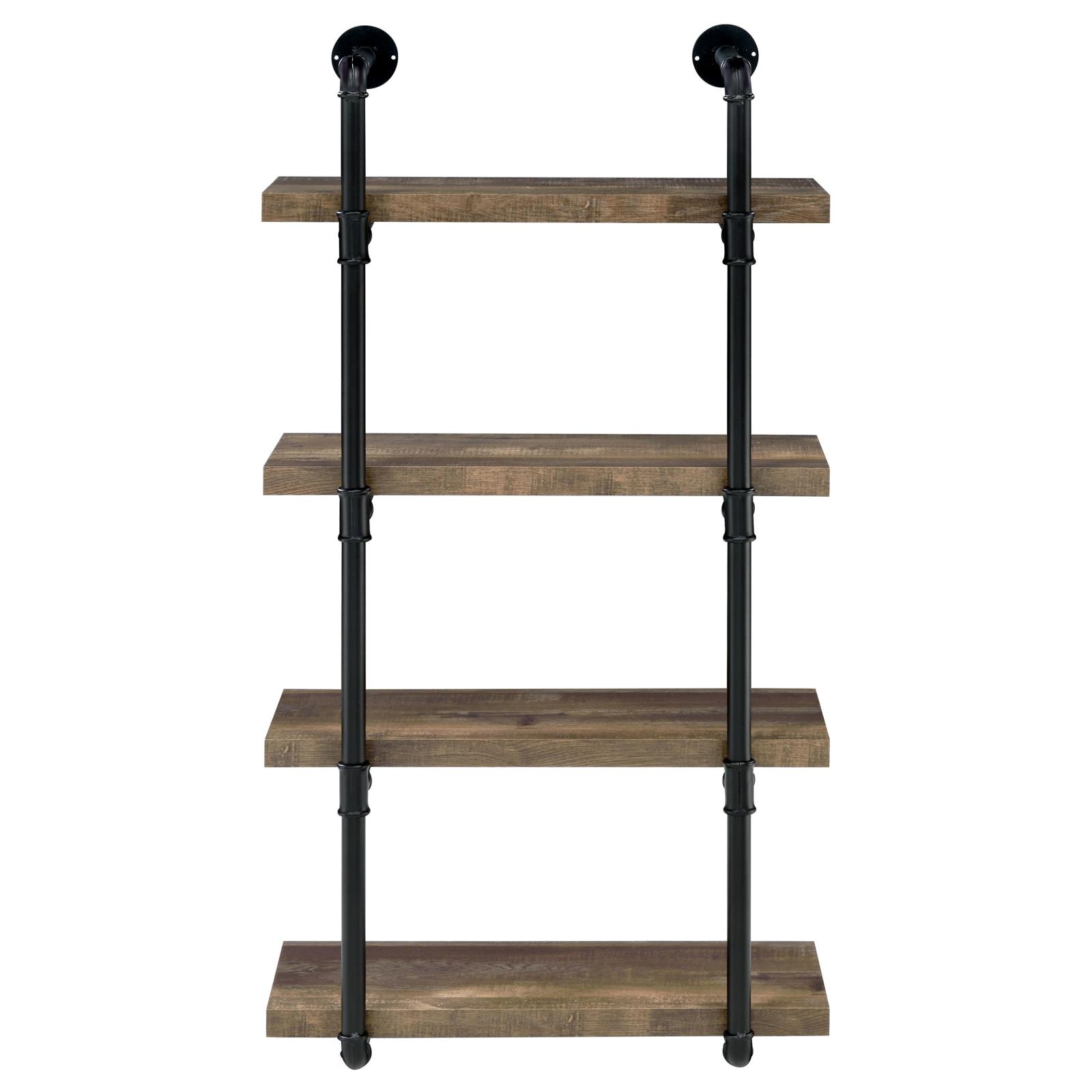 Black and Rustic Oak 4-tier Wall Shelf