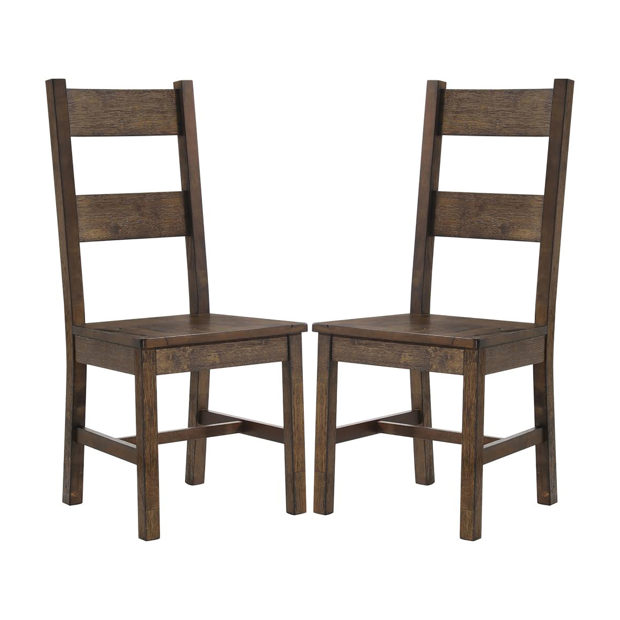 Rustic Golden Brown Ladder Back Dining Chairs (Set of 2)