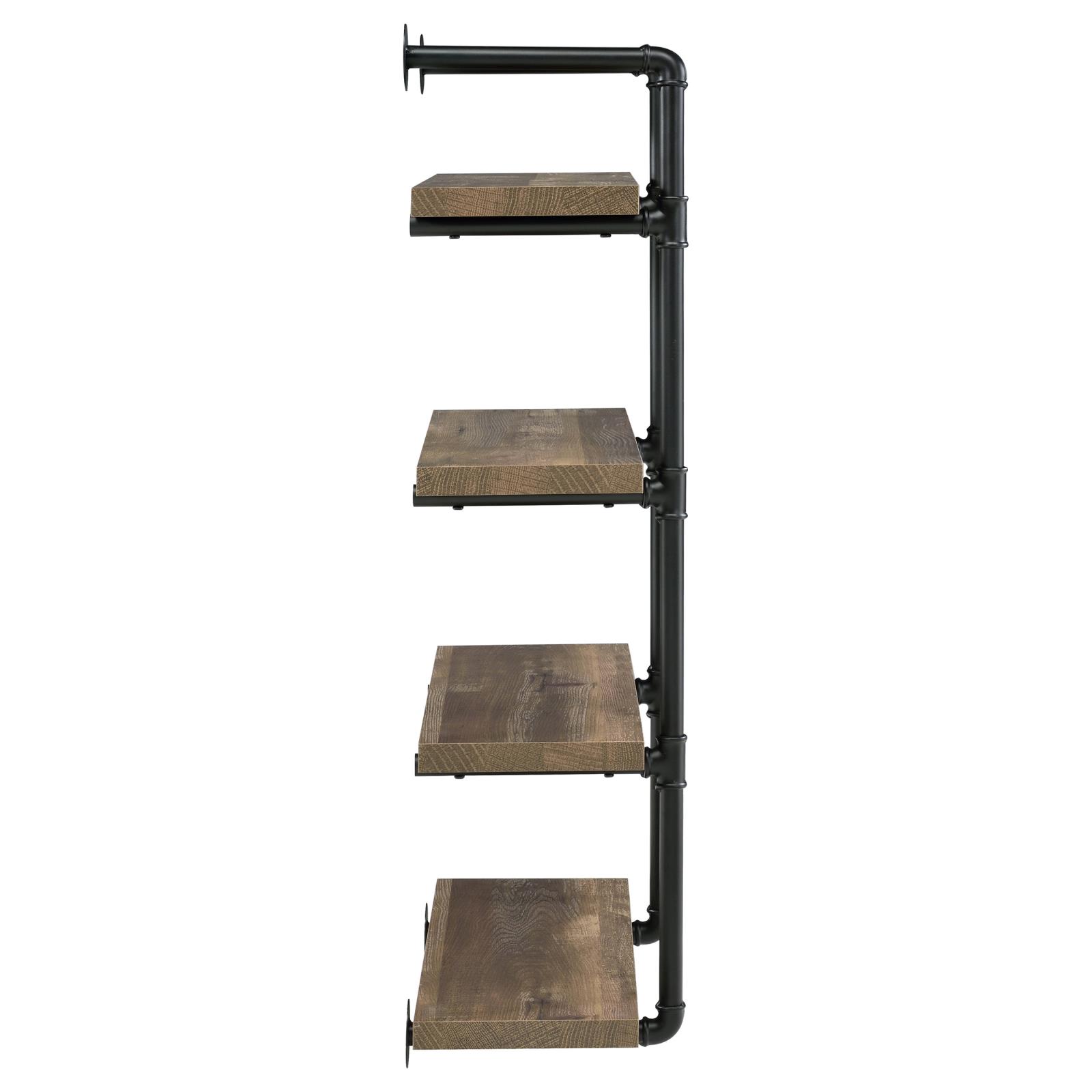 Black and Rustic Oak 4-tier Wall Shelf