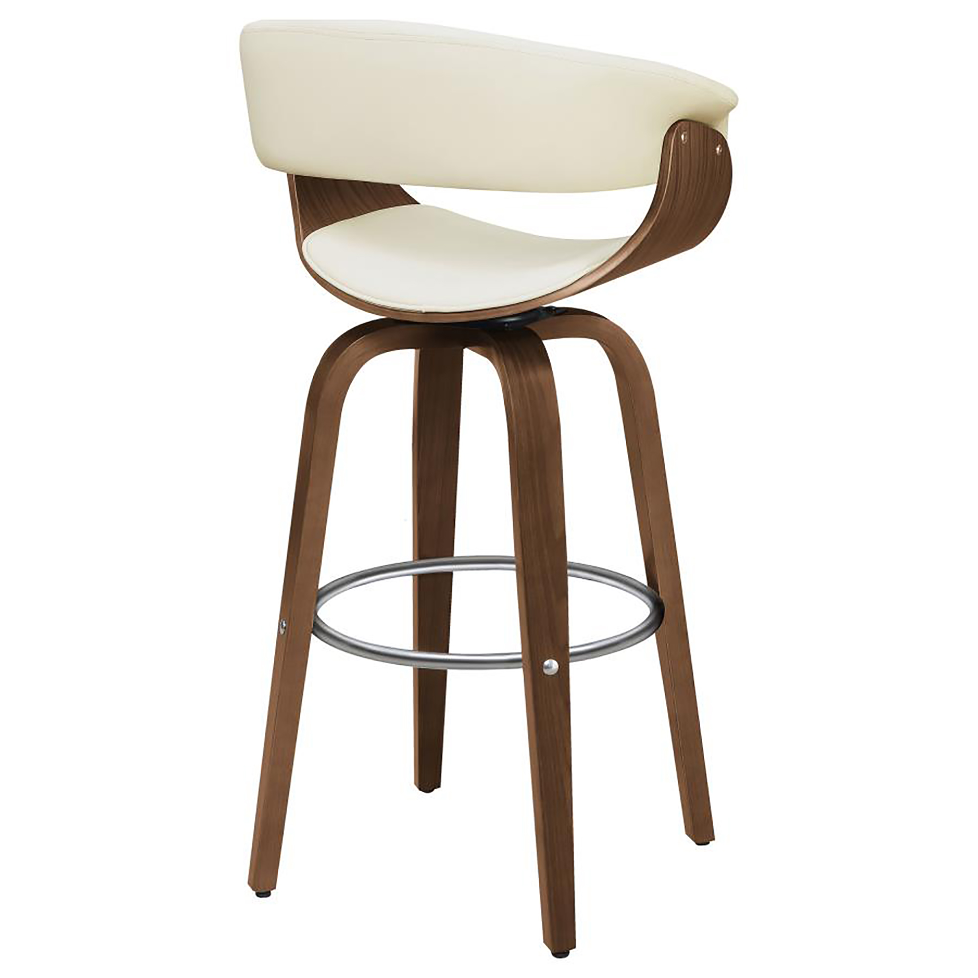 Walnut and Ecru Swivel Bar Stool