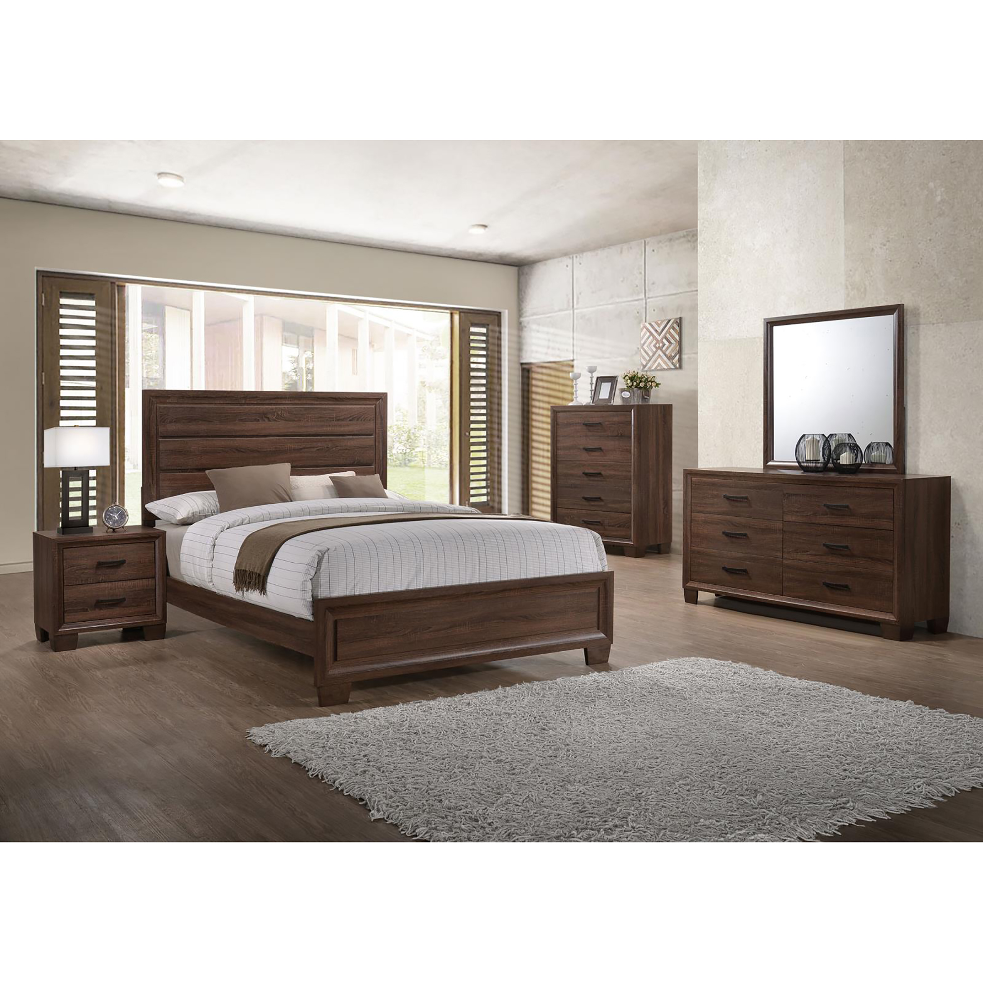 Warm Brown Medium Queen Bed