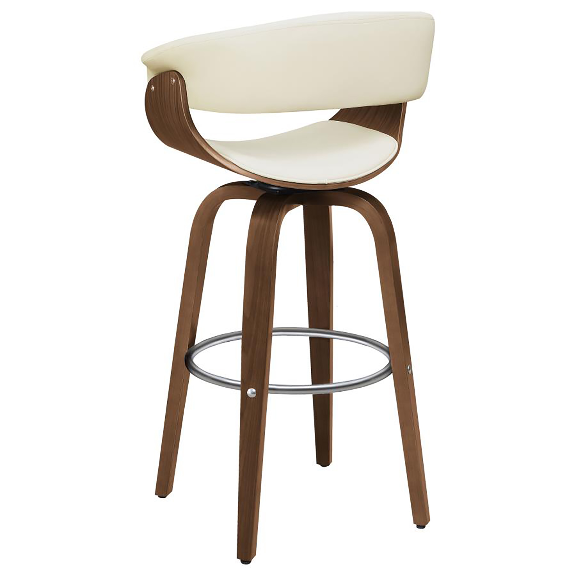 Walnut and Ecru Swivel Bar Stool