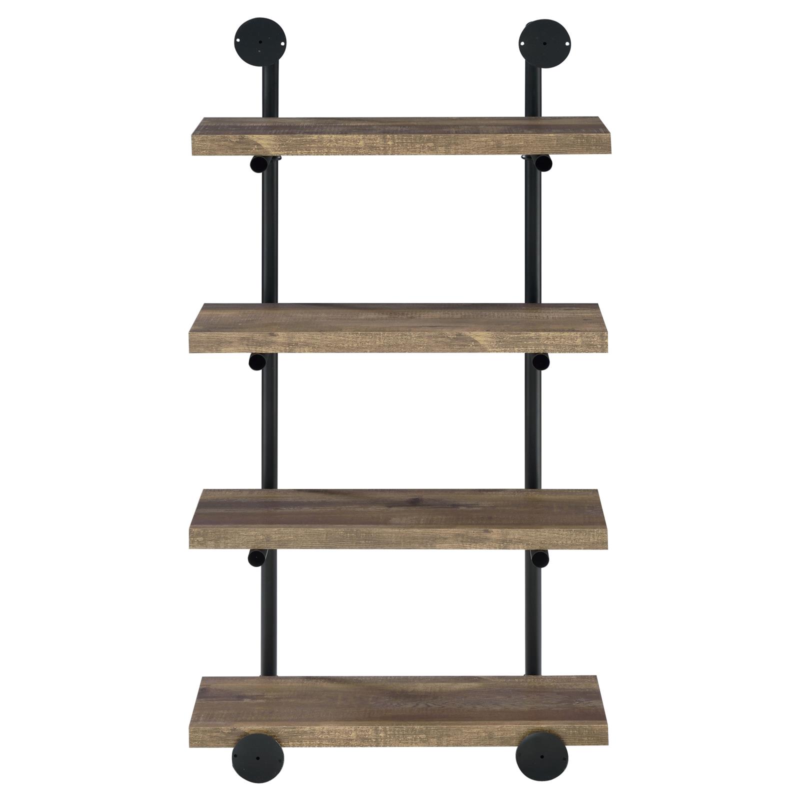 Black and Rustic Oak 4-tier Wall Shelf