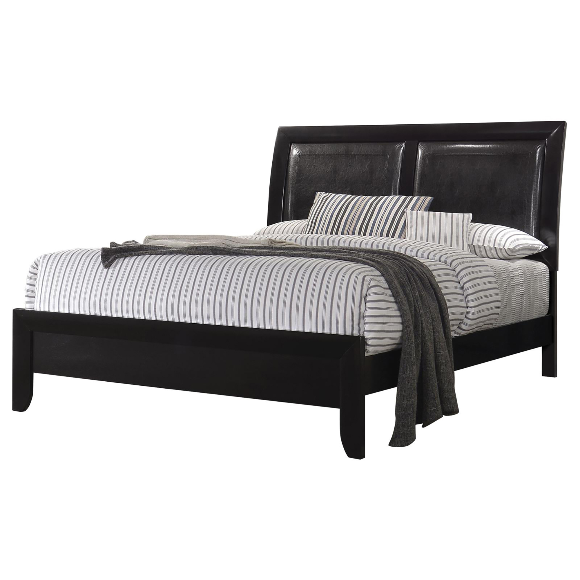 Black Upholstered Queen Panel Bed