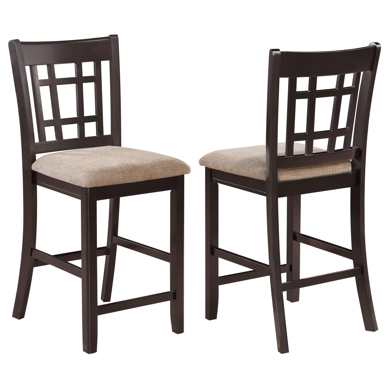 Tan and Espresso Lattice Back Counter Height Stools (Set of 2)