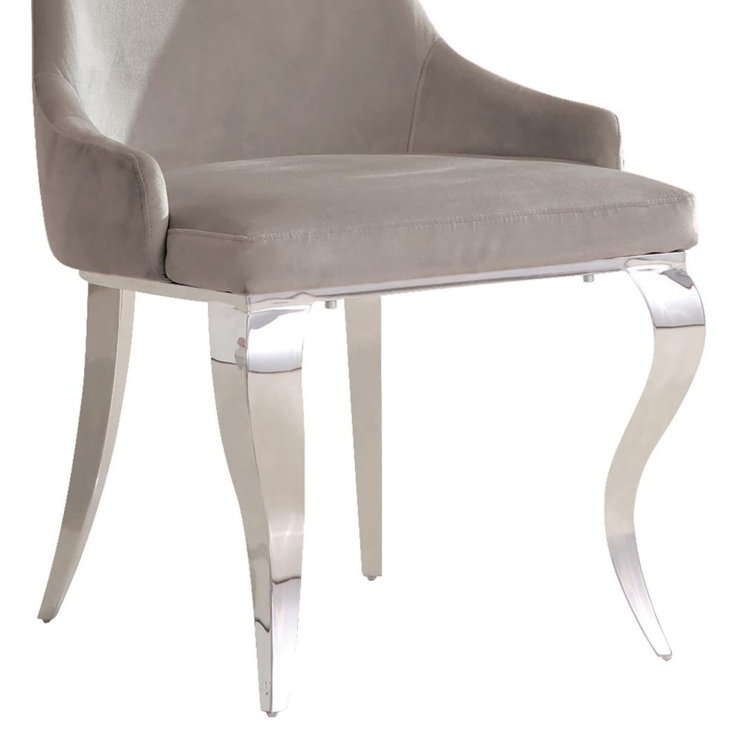 Grey and Chrome Upholstered Back Dining Chairs (Set of 2)