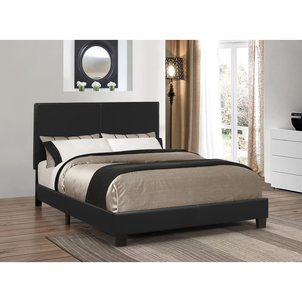 Black Upholstered Full Platform Bed