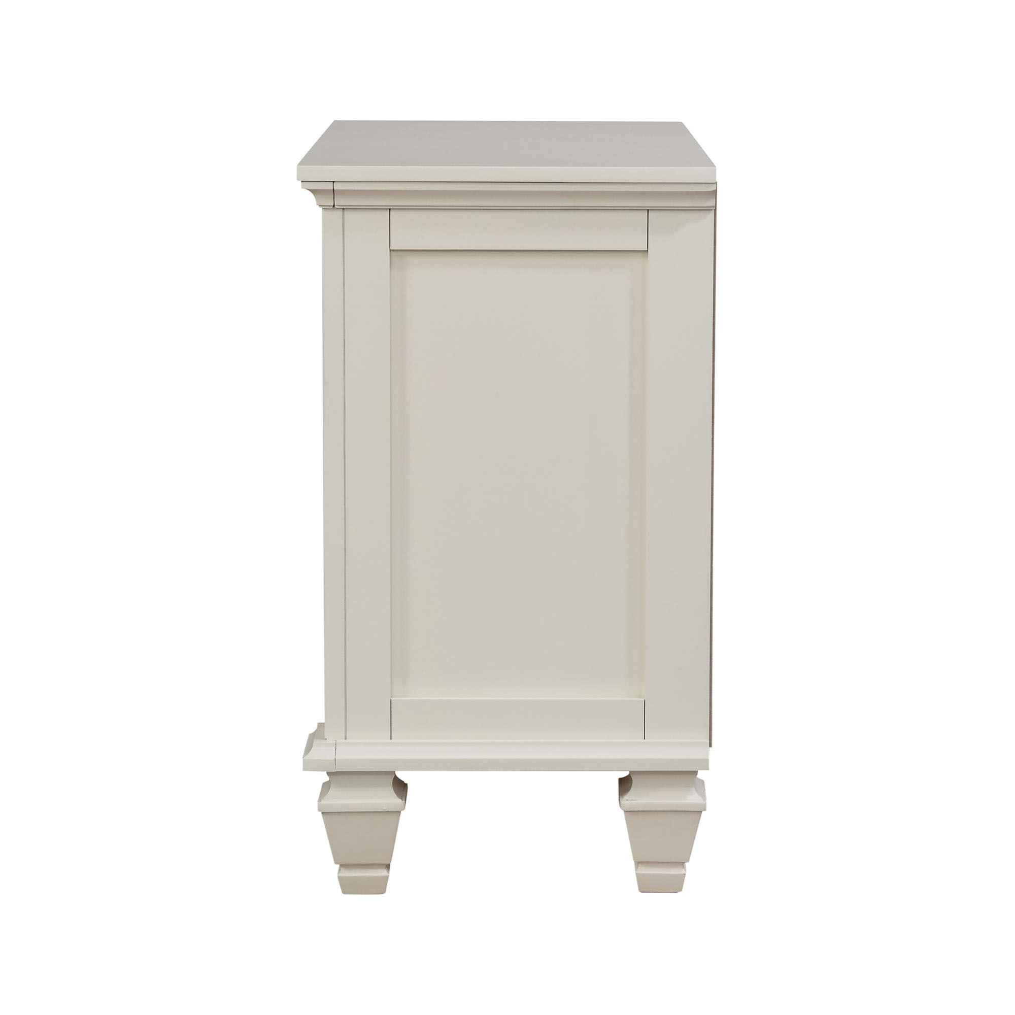 Cream White 3-drawer Nightstand with Pull Out Tray