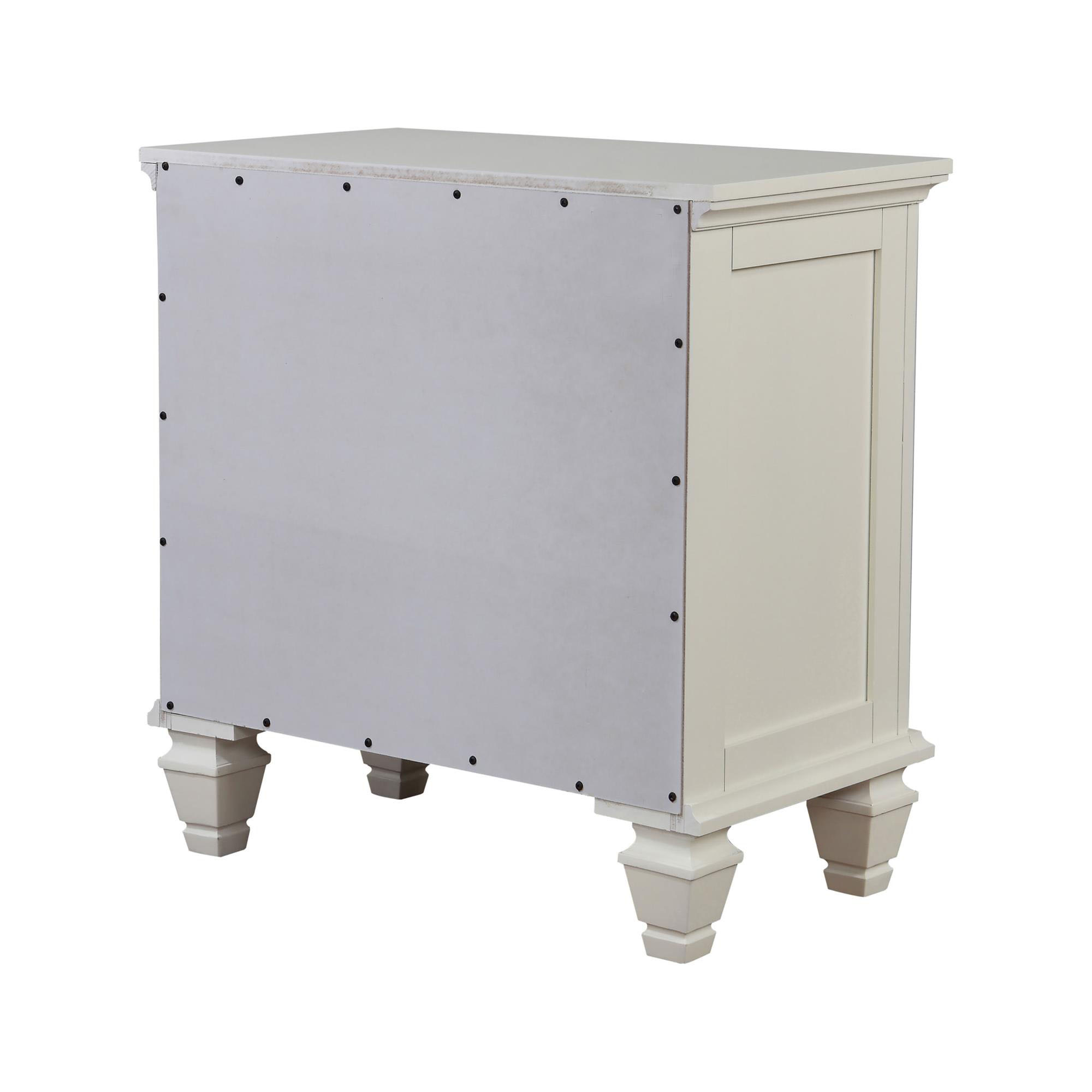 Cream White 3-drawer Nightstand with Pull Out Tray