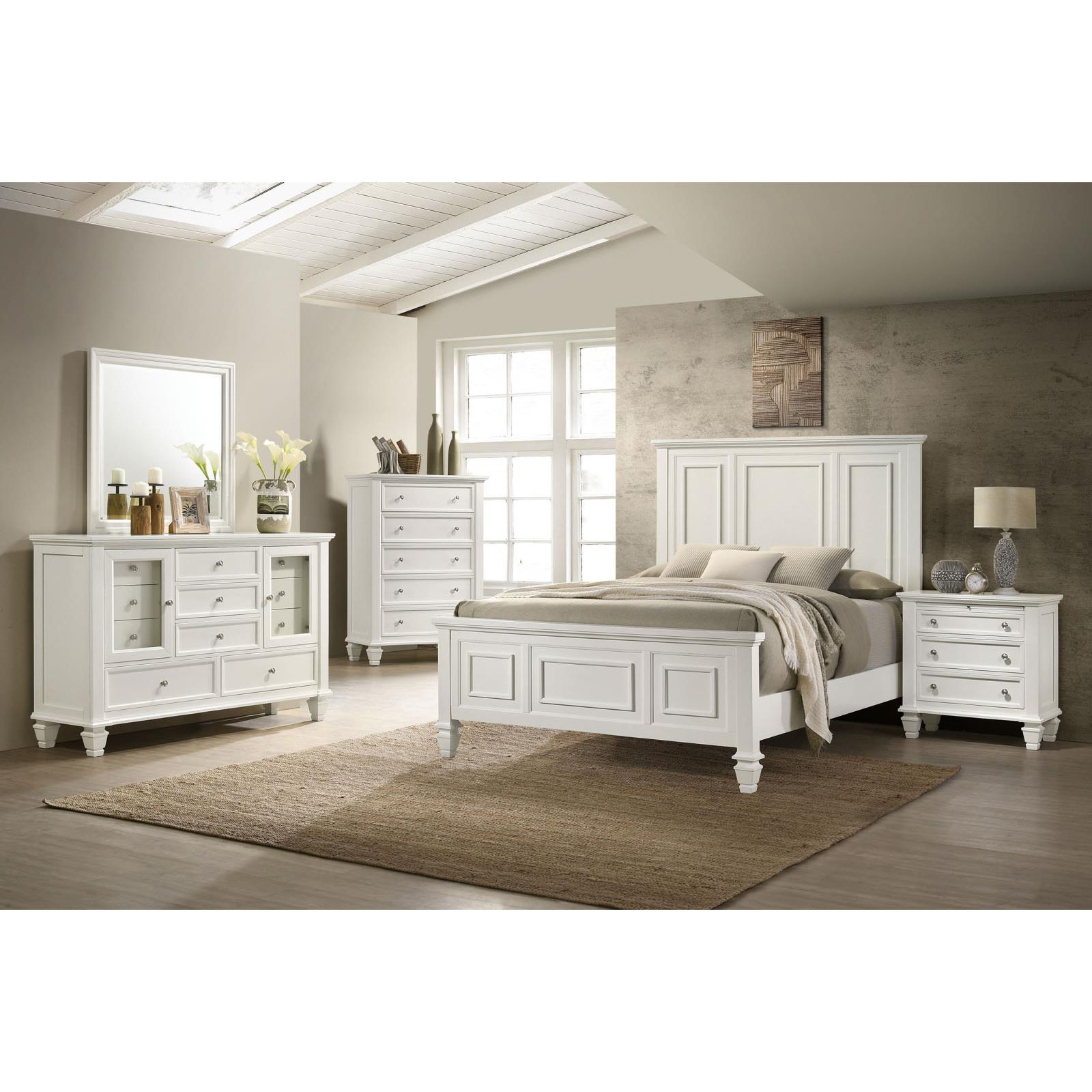 Cream White 3-drawer Nightstand with Pull Out Tray