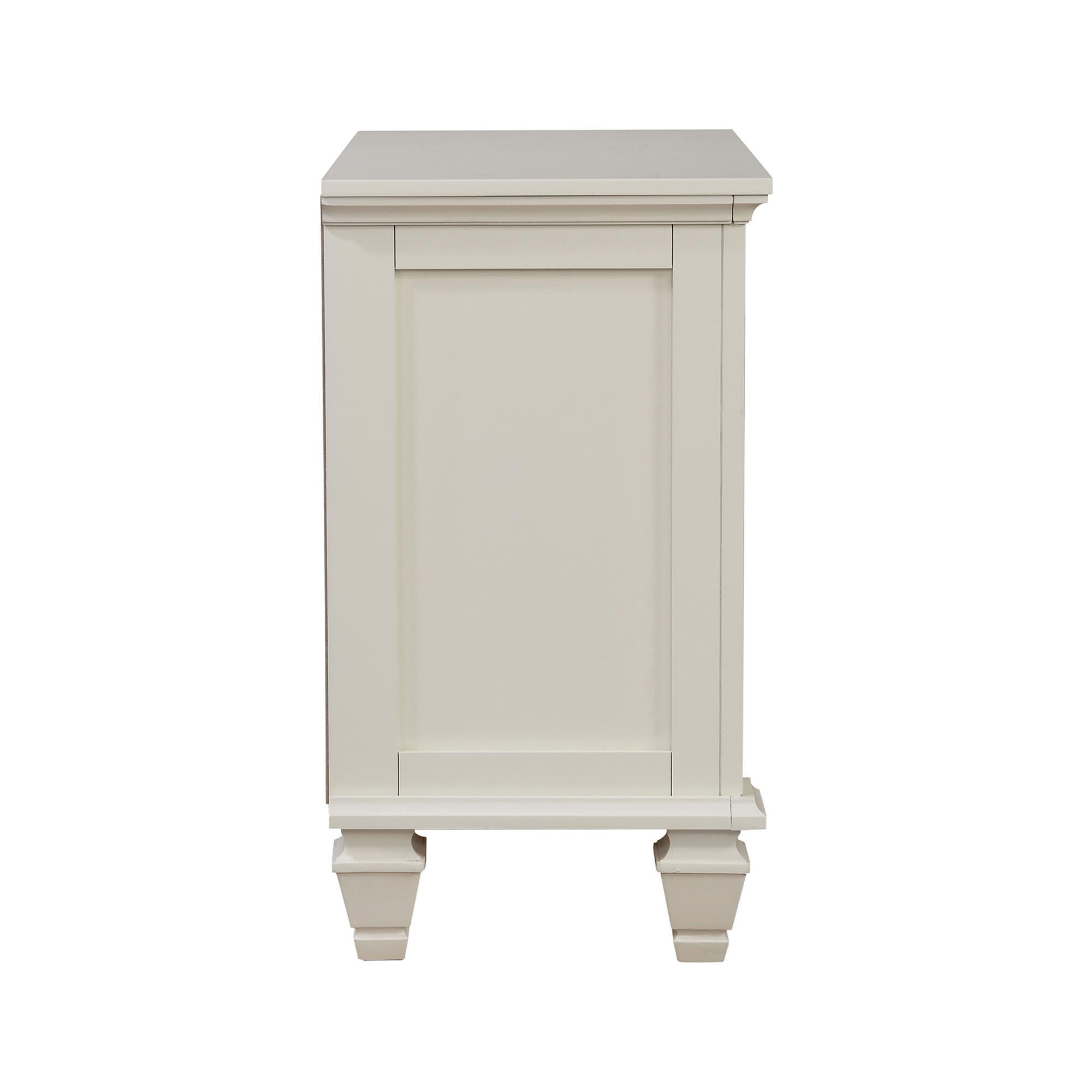 Cream White 3-drawer Nightstand with Pull Out Tray