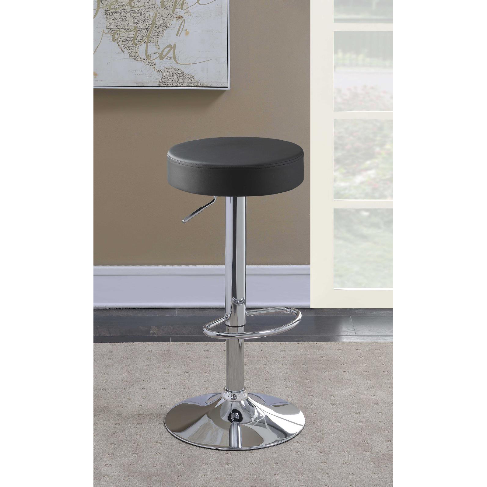 Black and Chrome Adjustable Hydraulic Bar Stool