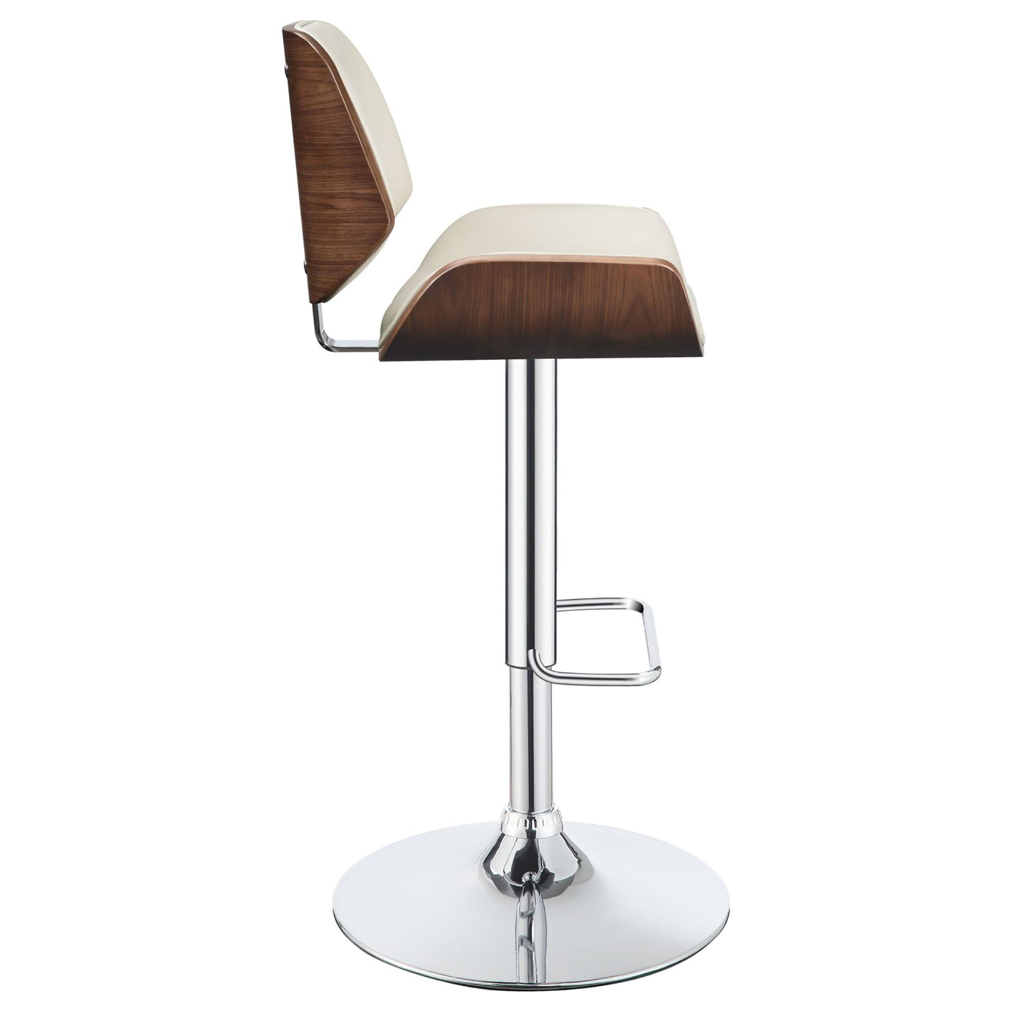 Ecru and Chrome Adjustable Bar Stool