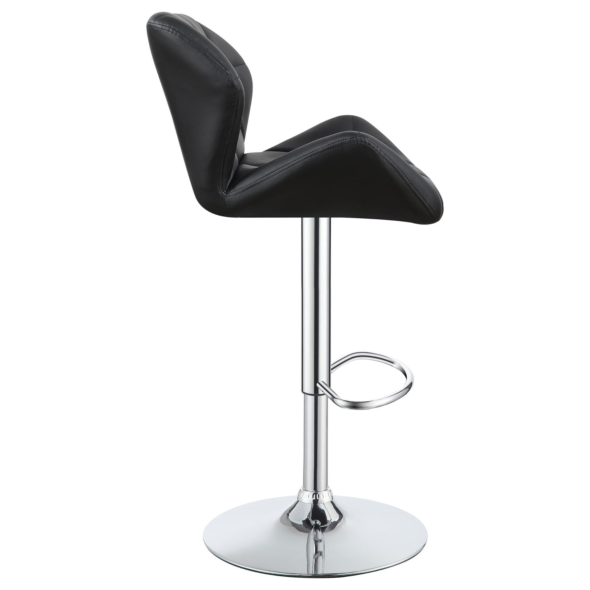 Chrome and Black Adjustable Bar Stool (Set of 2)