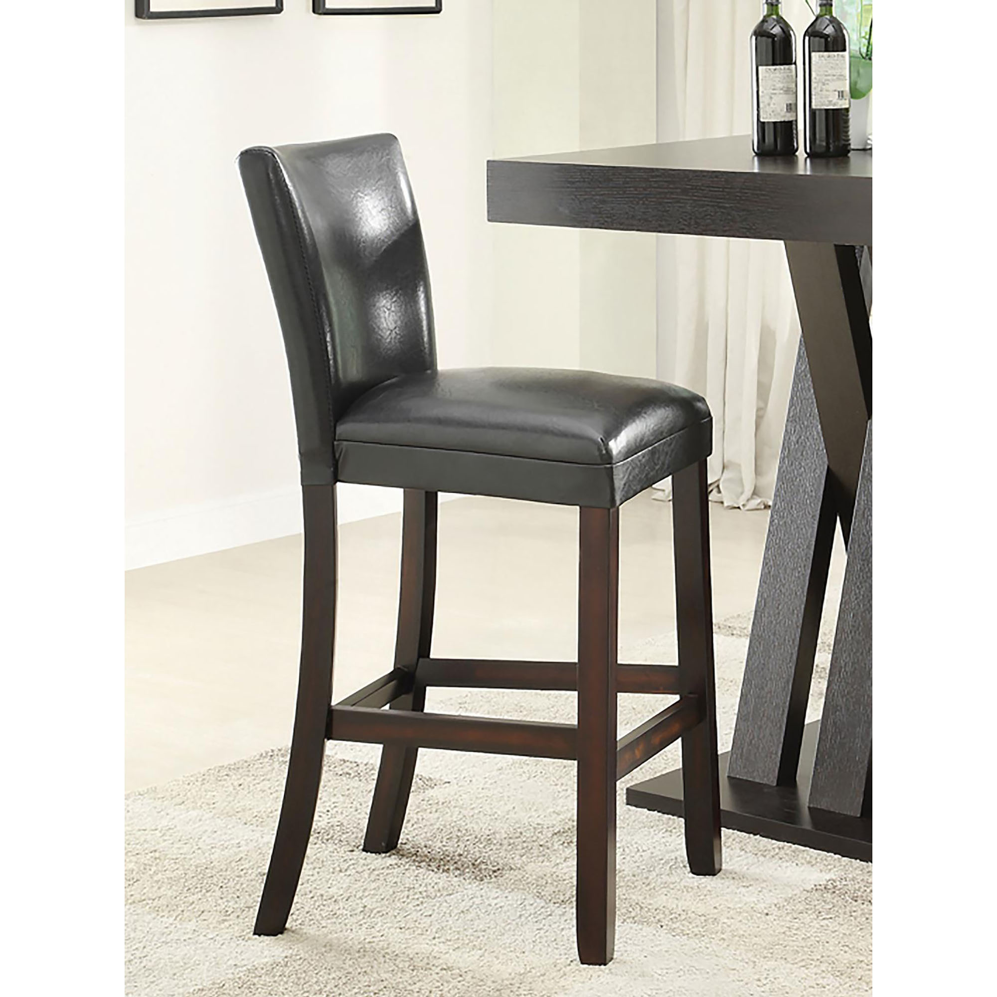 Cappuccino and Black Bar Height Stool (Set of 2)