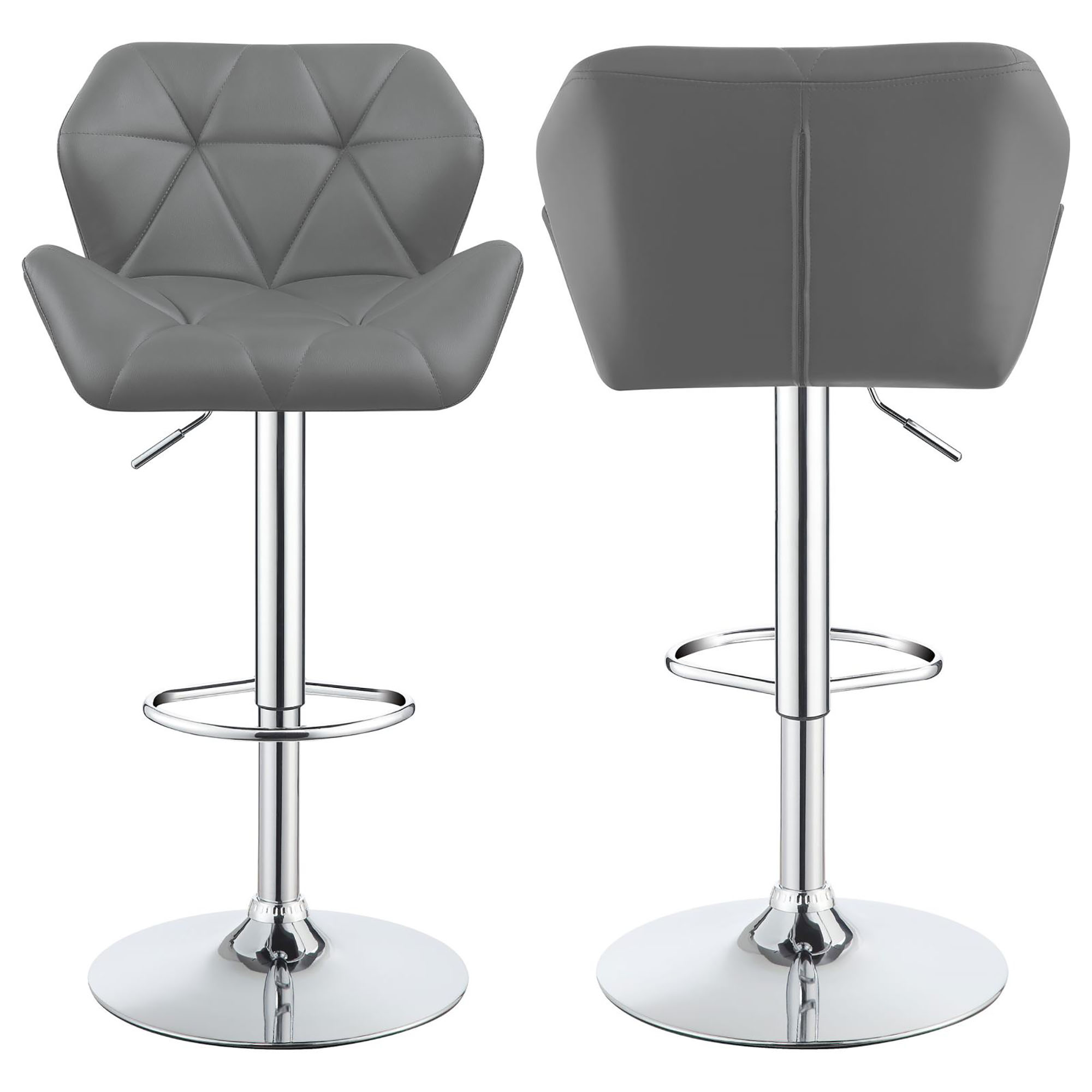 Chrome and Grey Adjustable Bar Stool (Set of 2)