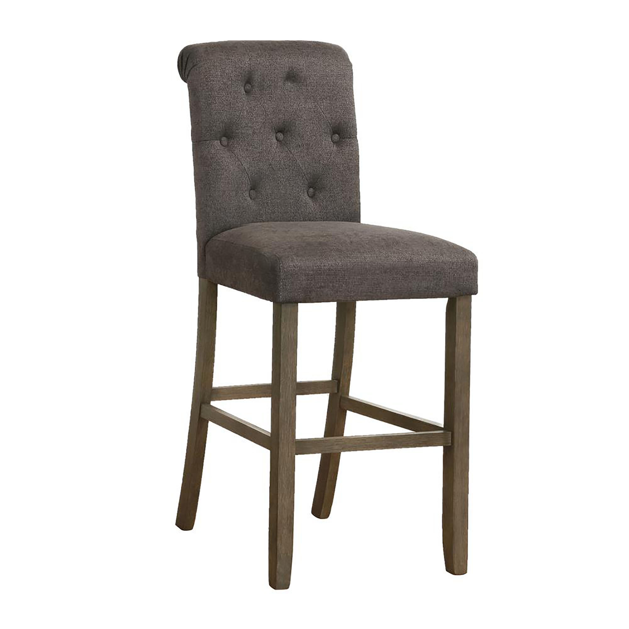 Grey and Rustic Brown Upholstered Bar Stools (Set of 2)