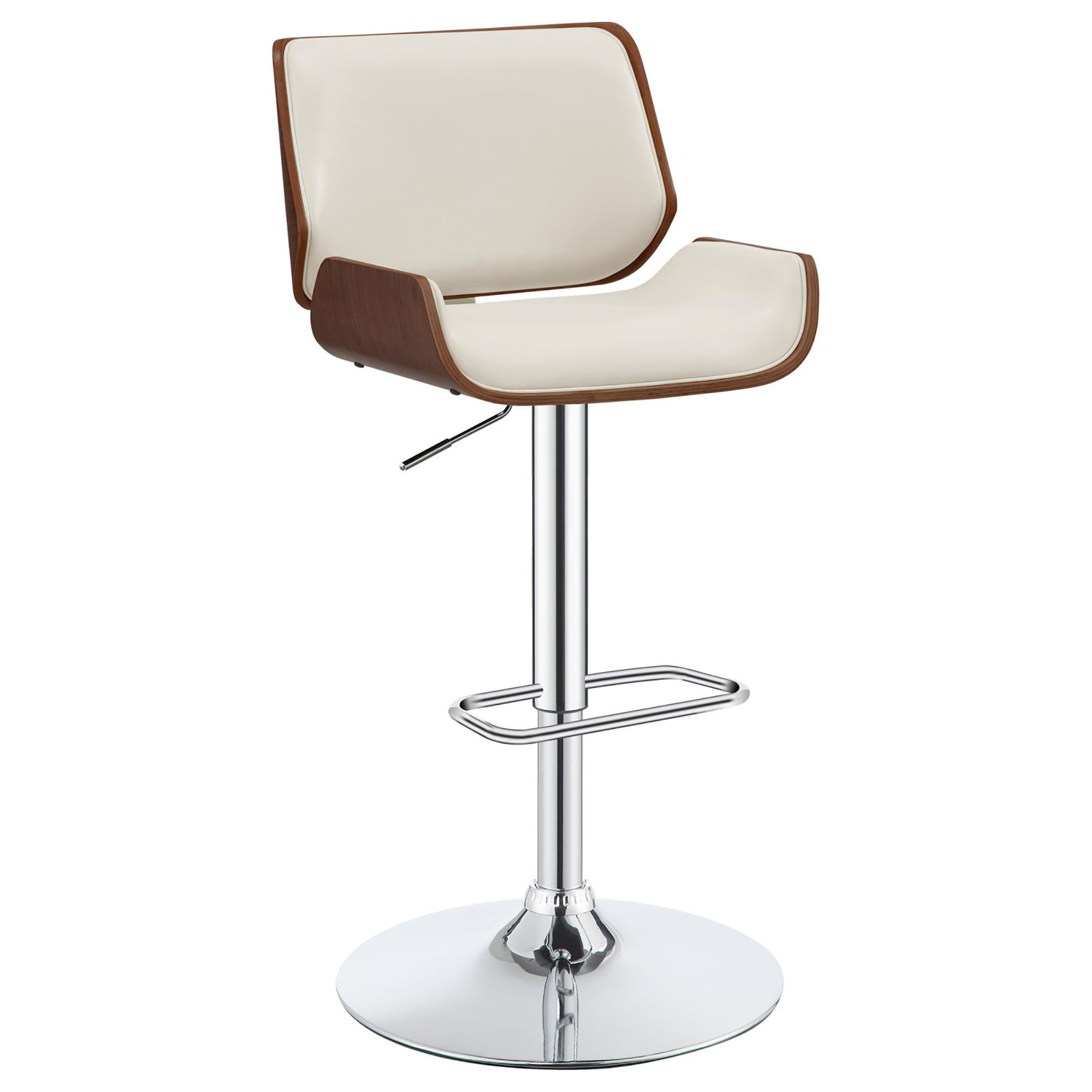 Ecru and Chrome Adjustable Bar Stool