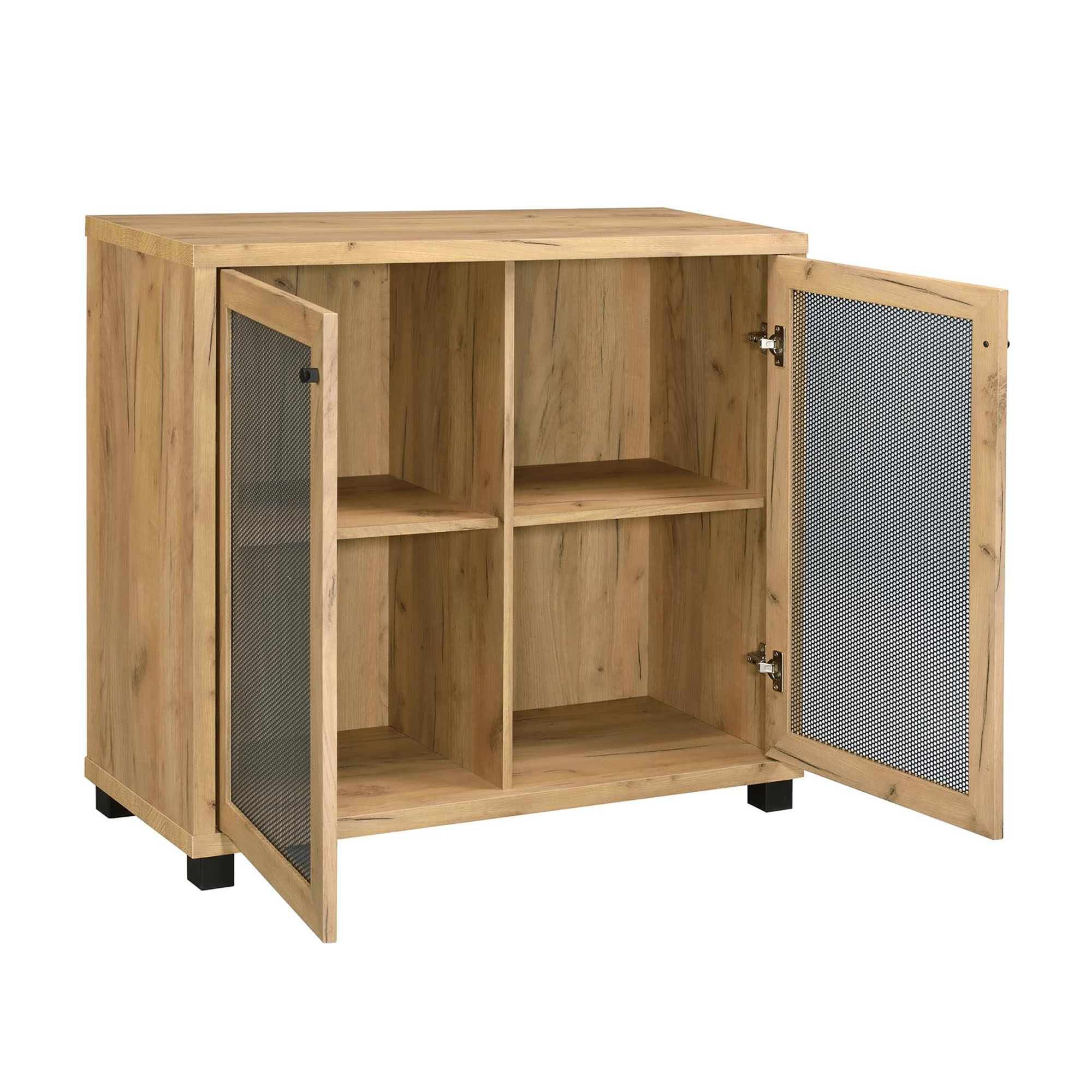 Golden Oak Accent Cabinet with Mesh Door